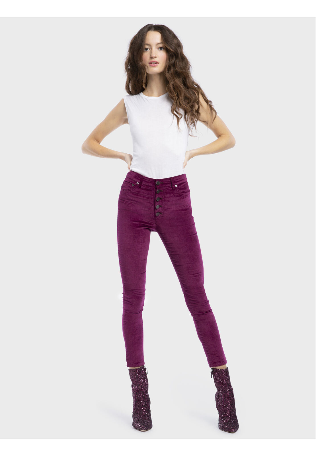 JEAN VELOURS SKINNY TAILLE HAUTE DE QUALITÉ-ALICE + OLIVIA