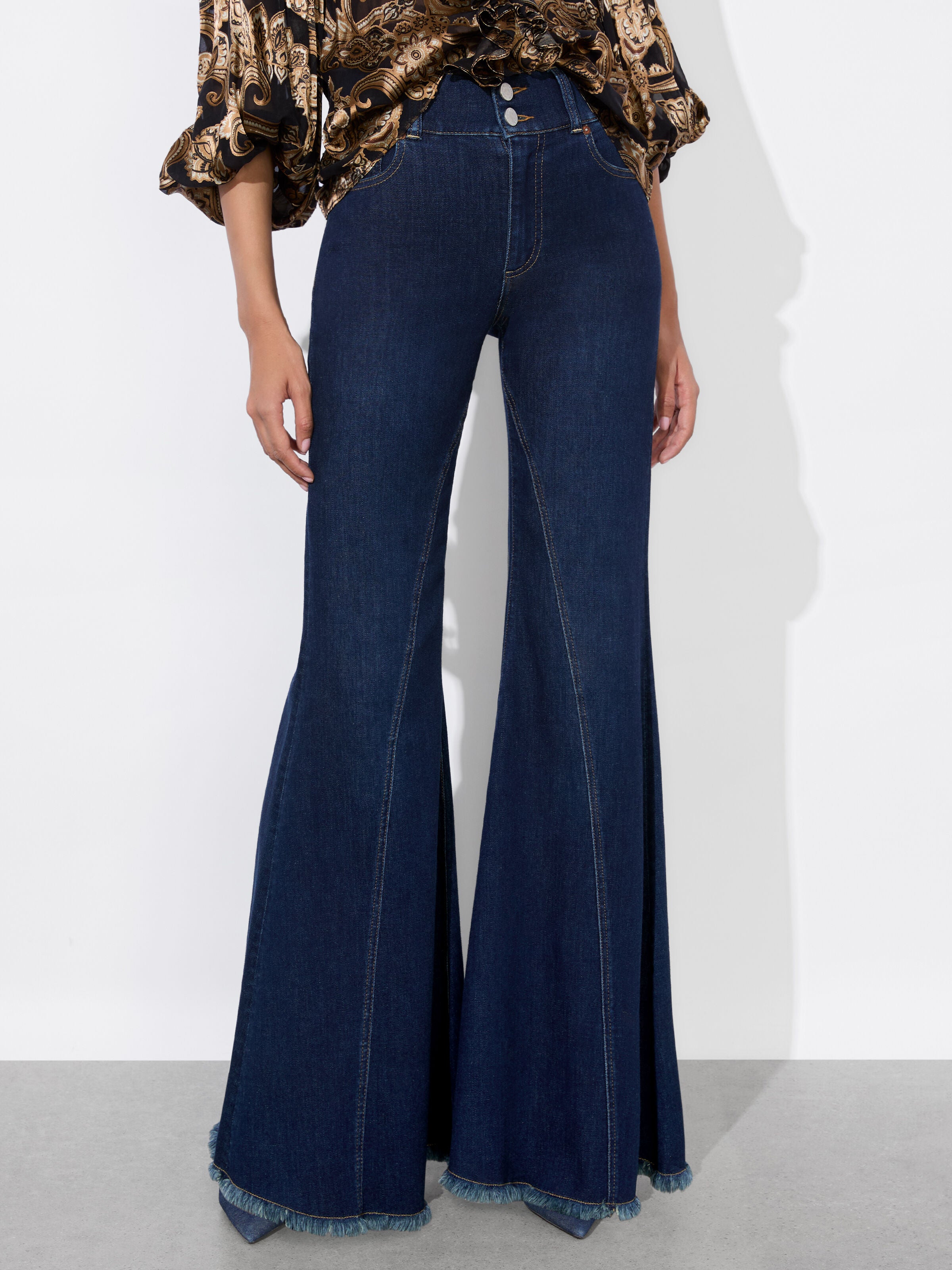 BEAUTIFUL JEAN-BLEACHED LIGHTNING BLUE-ALICE + OLIVIA
