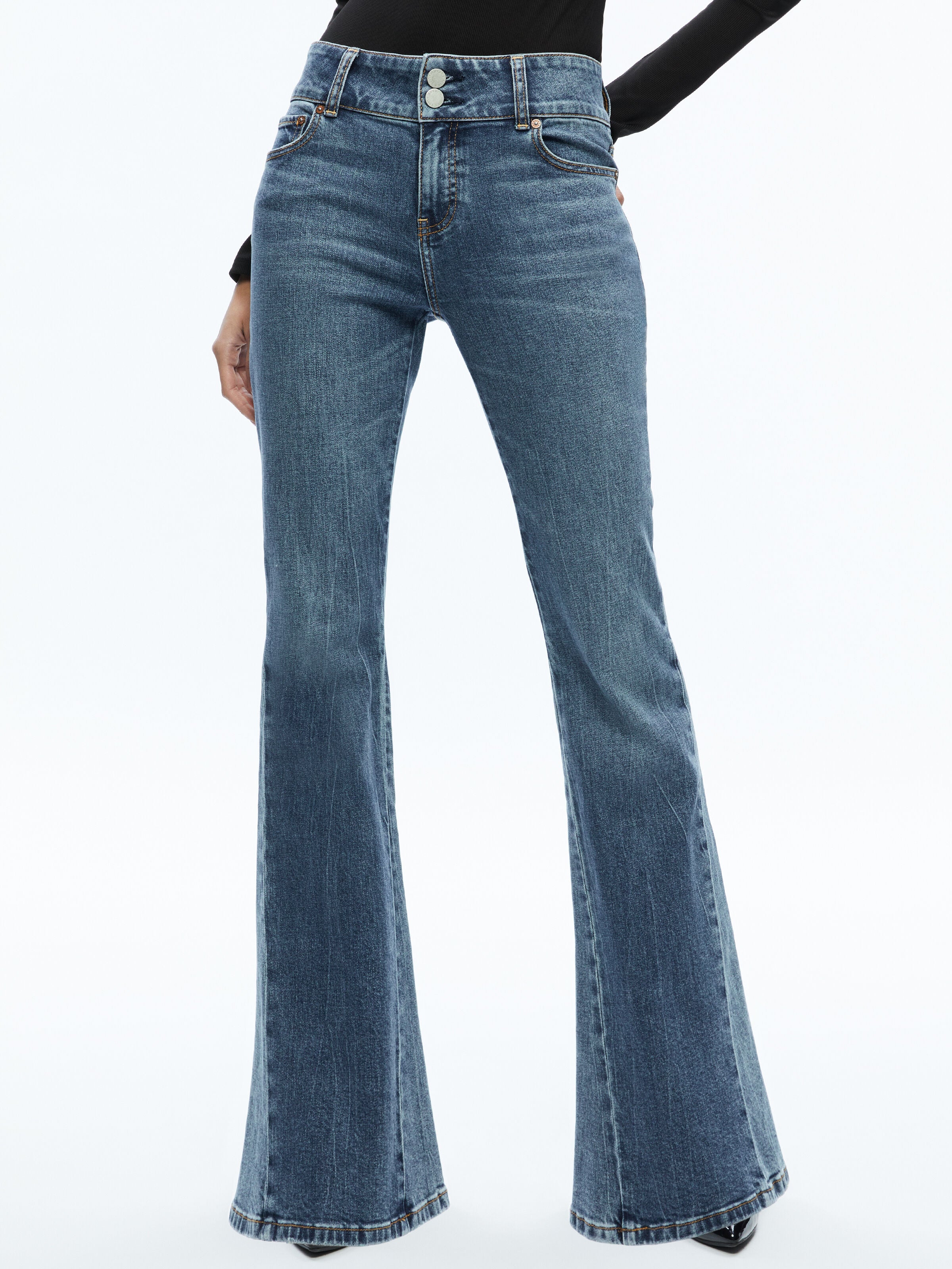 STACEY GODET JEANS A ZAMPA D'ELEFANTE-ALICE + OLIVIA