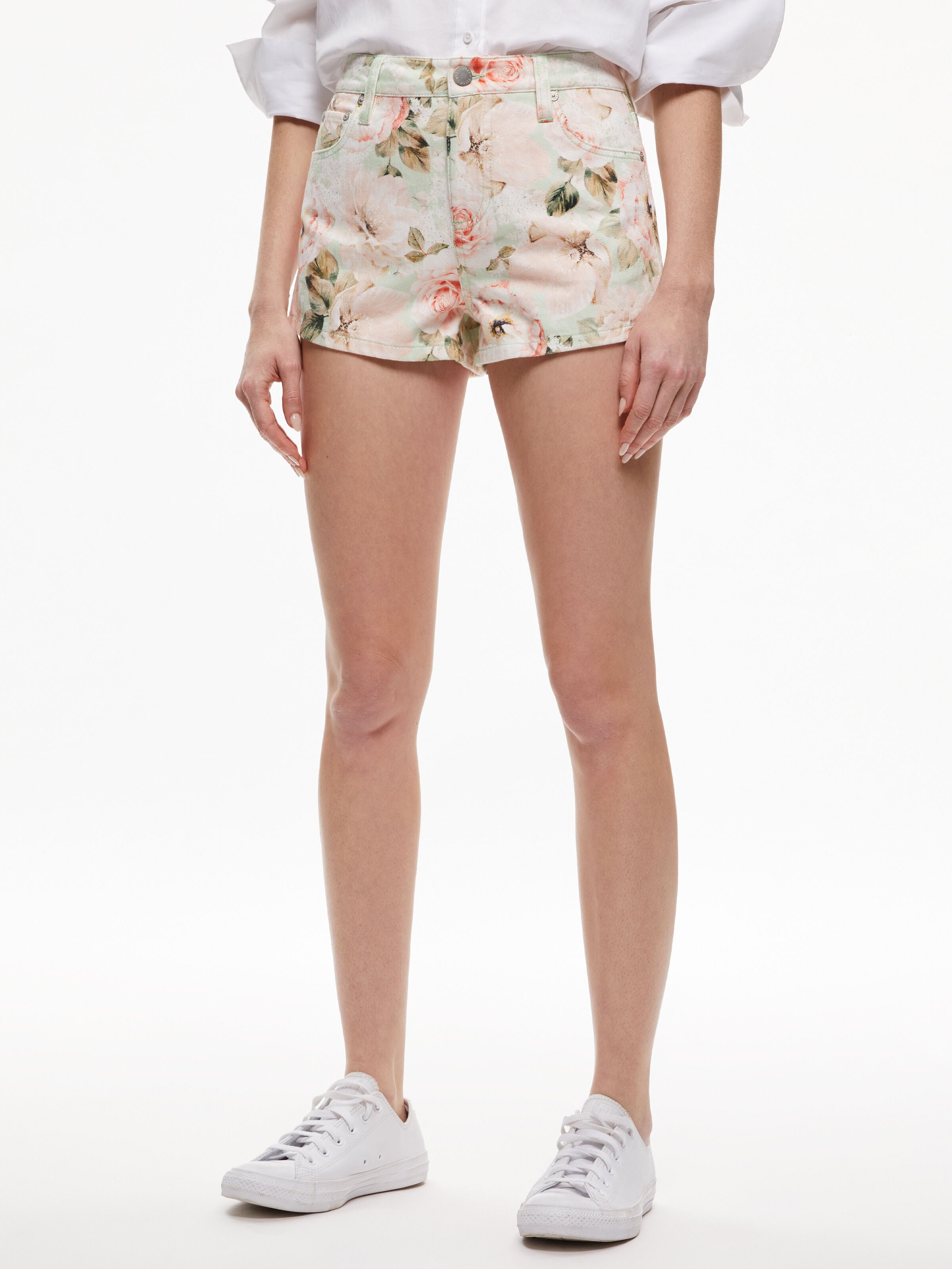 FANTASTICI SHORTS VINTAGE IN DENIM A VITA ALTA-ALICE + OLIVIA