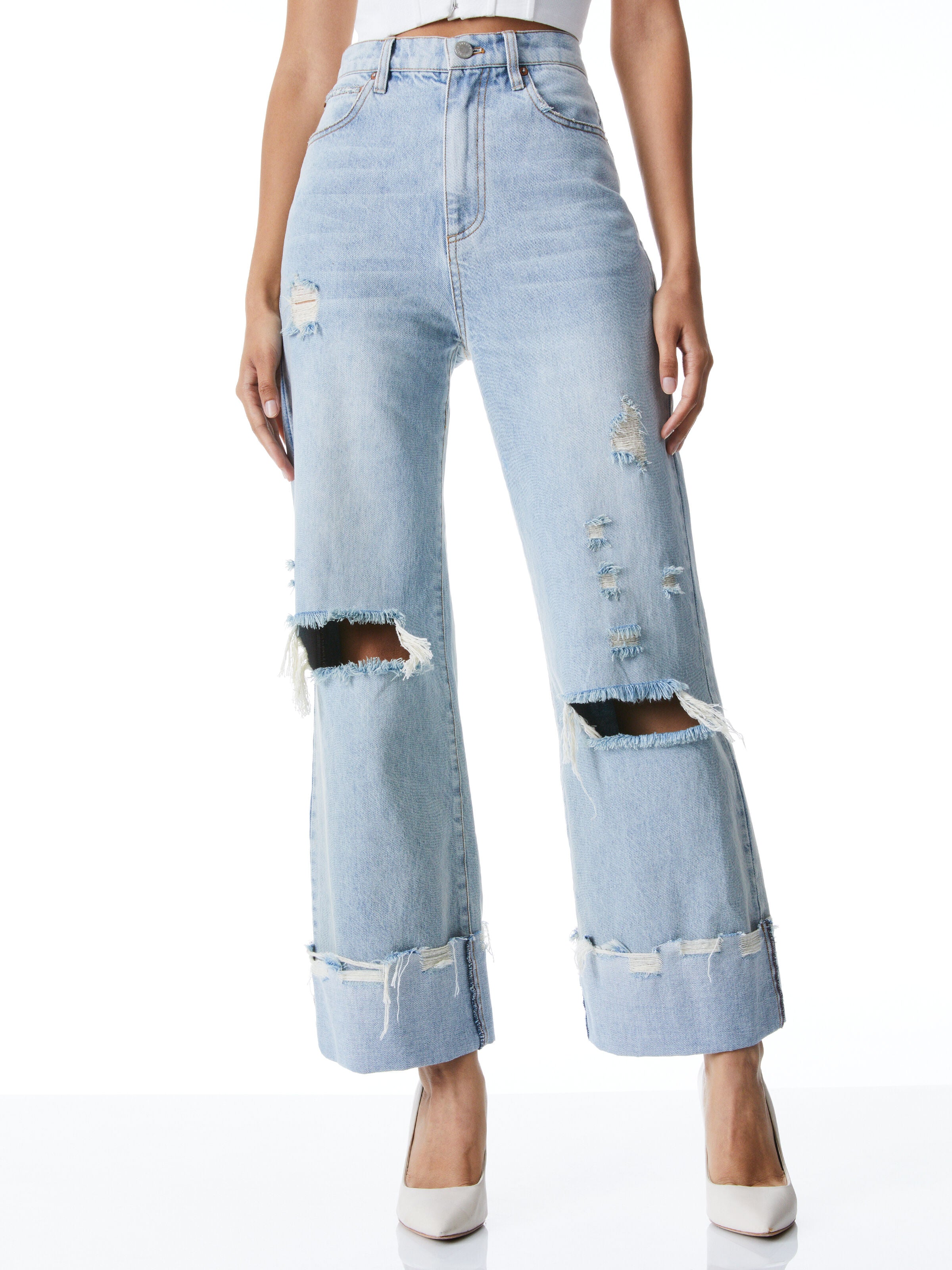 JEANS A VITA ALTA CON ORLO VIVO-ALICE + OLIVIA