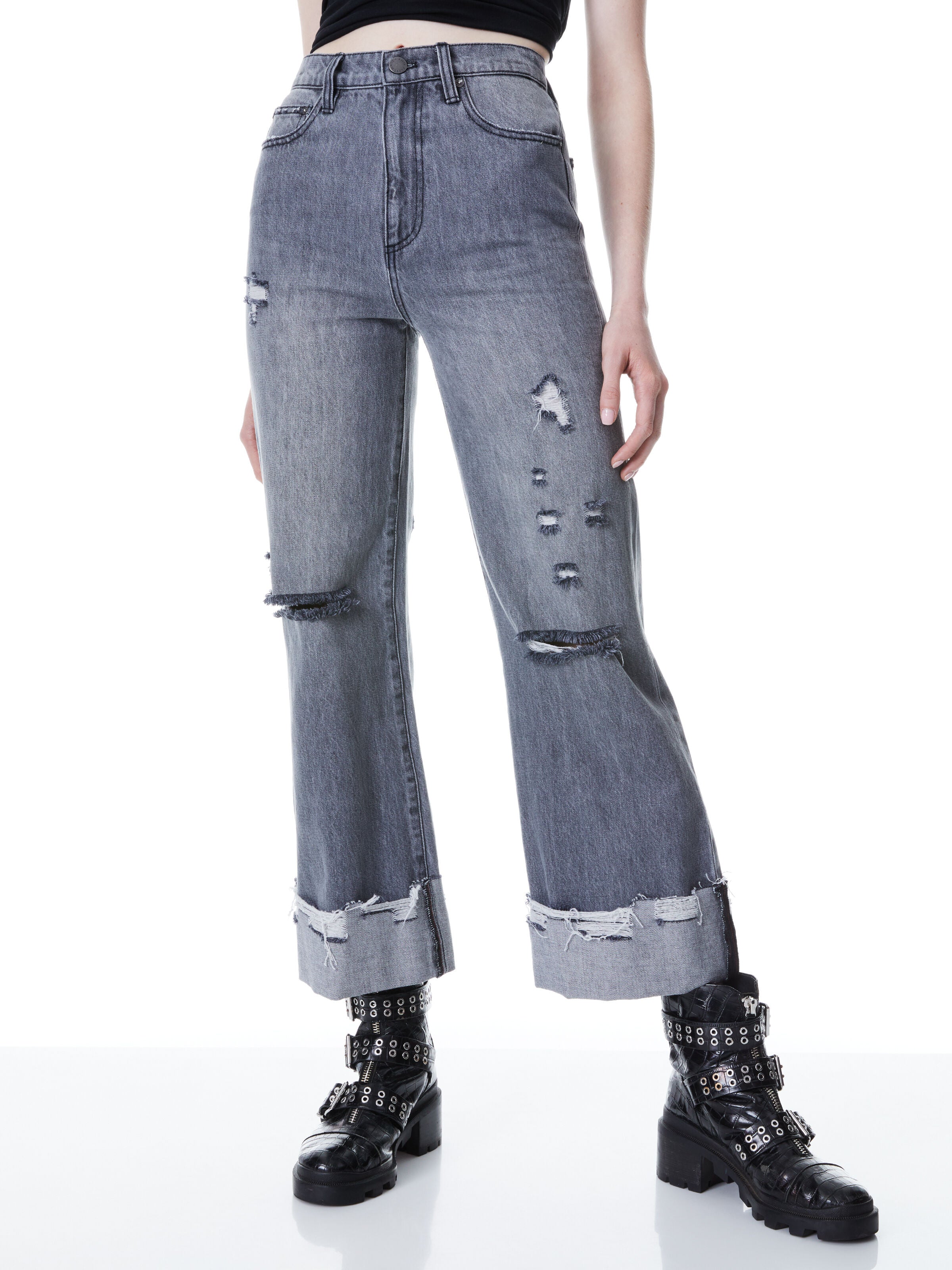 JEANS BRUTS PLIÉS À TAILLE HAUTE SUBLIMES-ALICE + OLIVIA