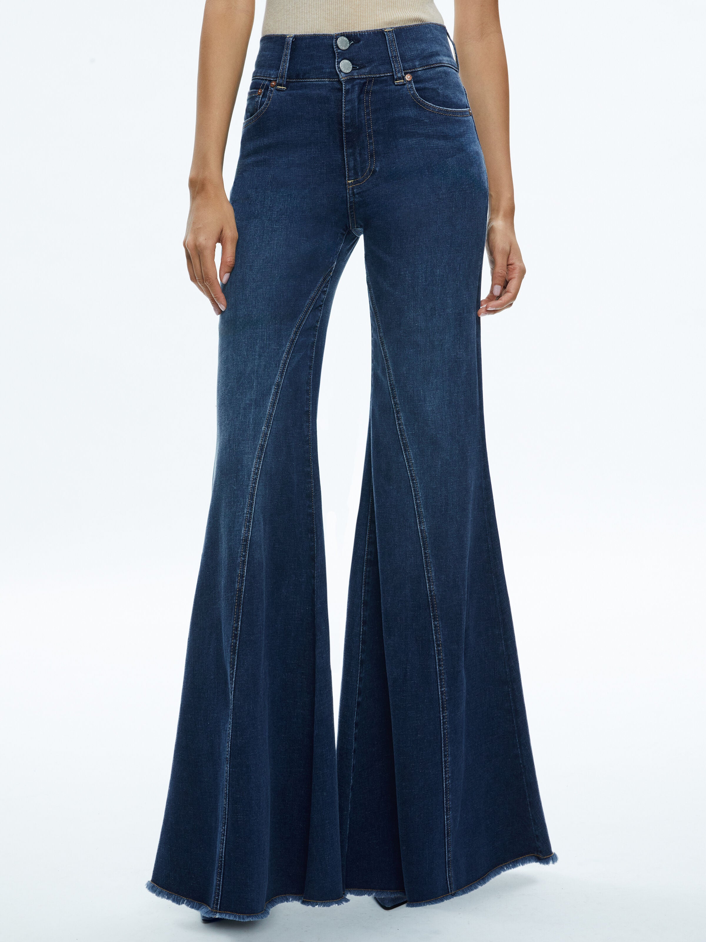 BEAUTIFUL JEAN-BLEACHED LIGHTNING BLUE-ALICE + OLIVIA
