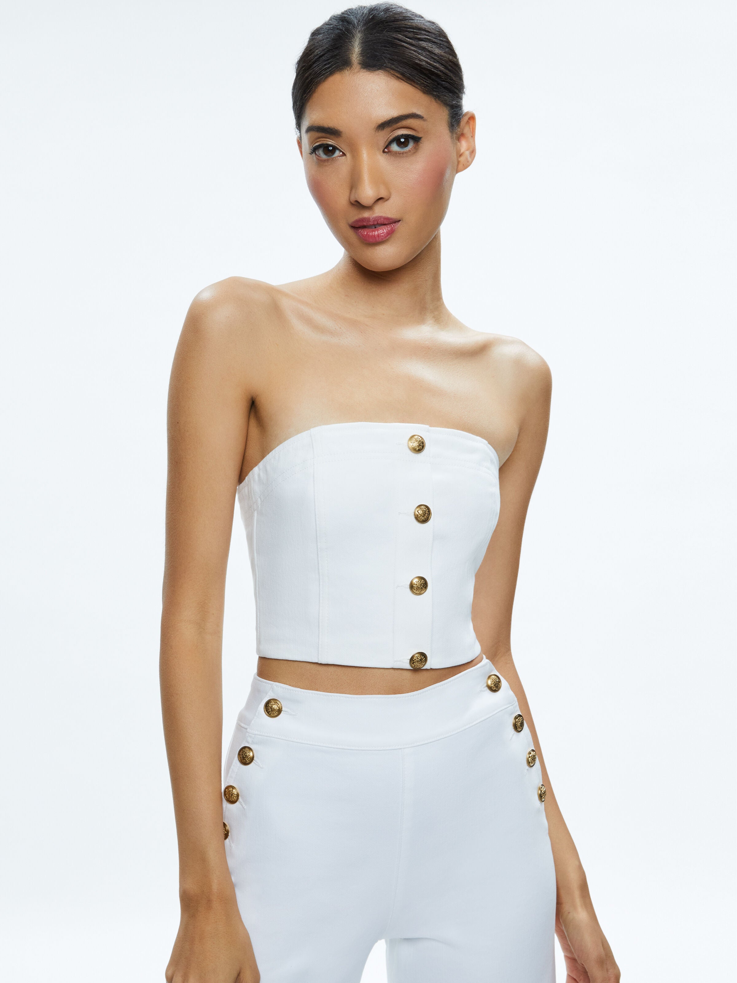 MEL DENIM BUTTON UP BUSTIER