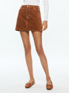 JOSS HIGH RISE BUTTON FRONT CORDUROY SKIRT-CAMEL-ALICE + OLIVIA