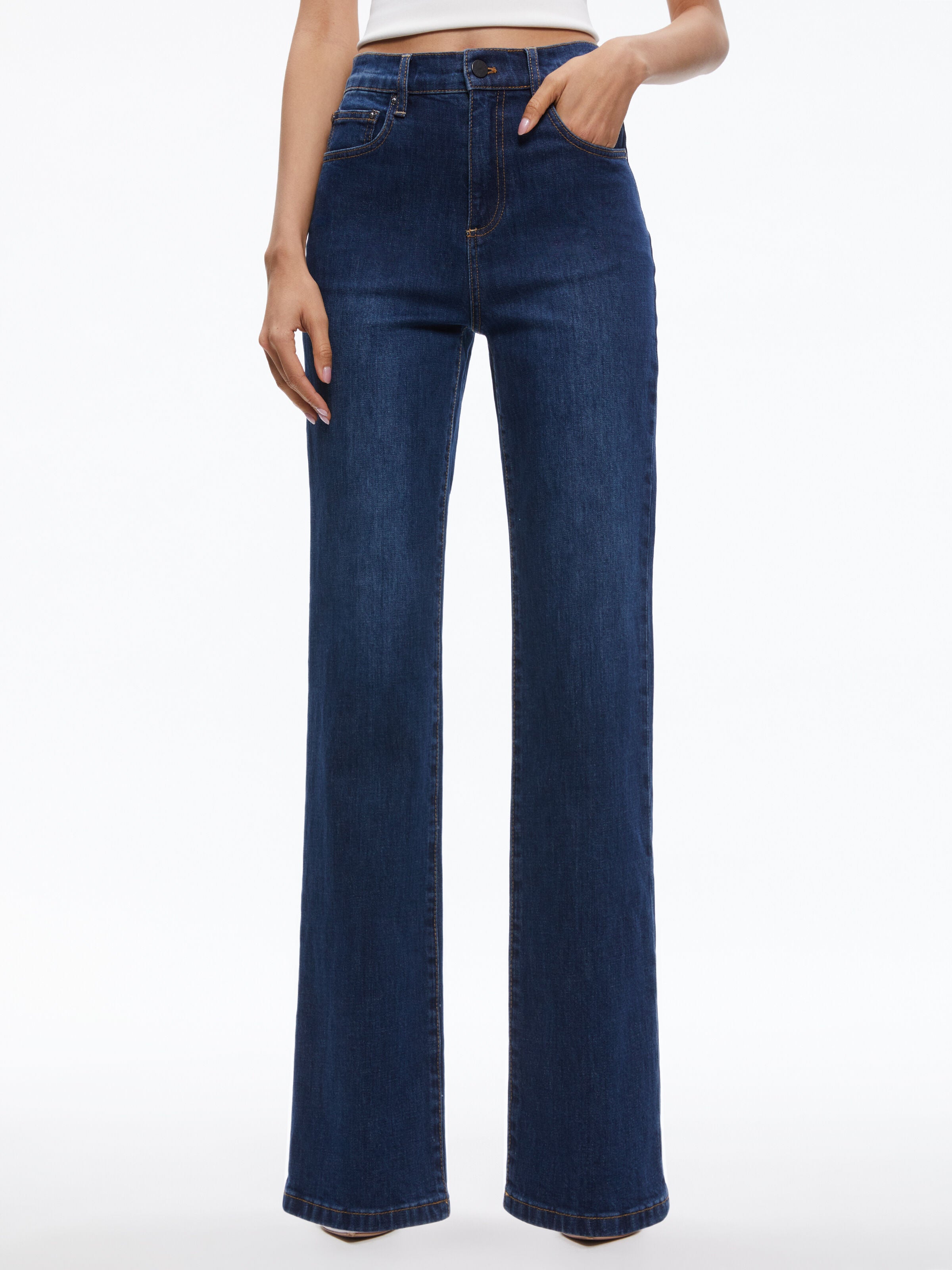FANTASTICI JEANS LUNGHI A VITA ALTA DRITTI-ALICE + OLIVIA
