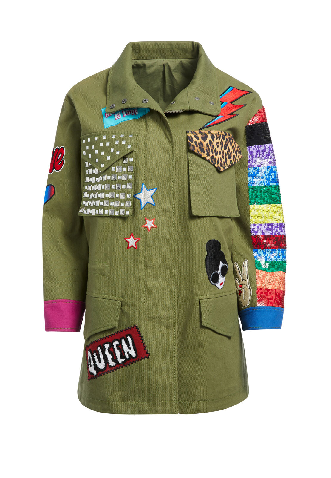 RUSSO PTCHWRK OVRSZD PARKA-ARMY/MULTI-ALICE + OLIVIA