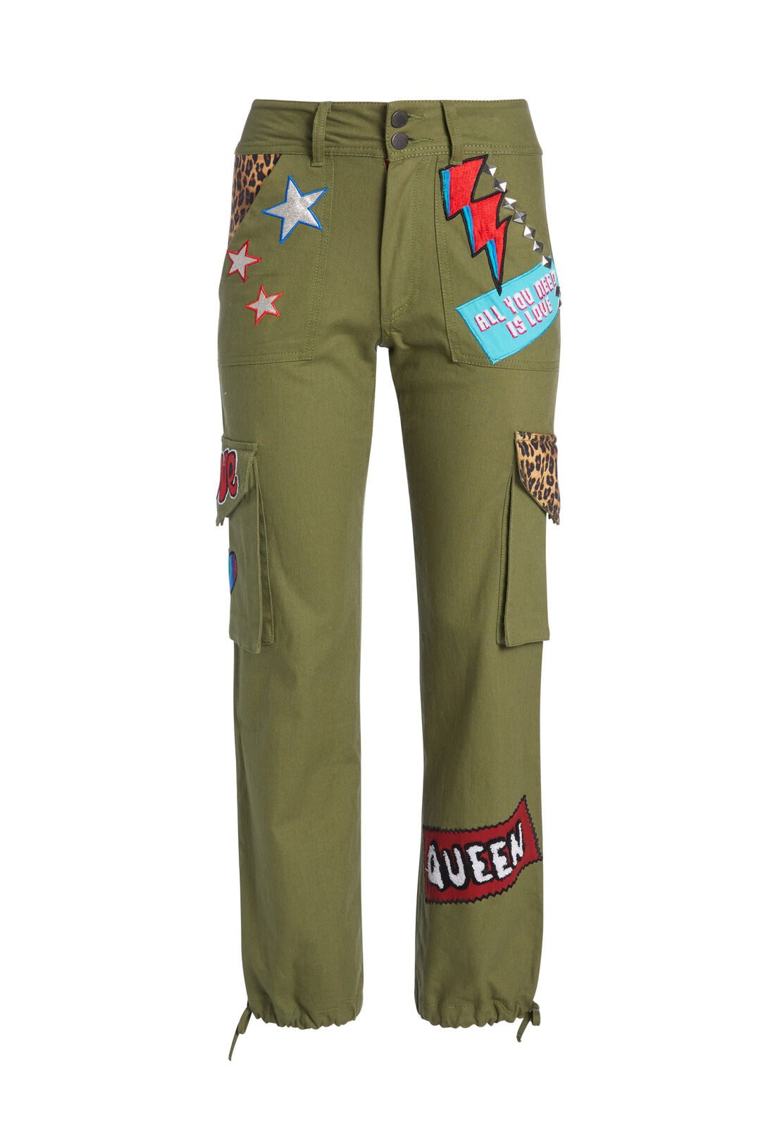 HIGH WAISTED PATCHWORK CARGO PANT-ARMY/MULTI-ALICE + OLIVIA