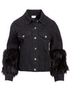 JACKET WITH FAUX FUR SLEEVE-SELF LOVE-ALICE + OLIVIA