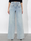 COOL DOUBLE WAISTBAND JEAN-ROCKSTAR BLUE-ALICE + OLIVIA