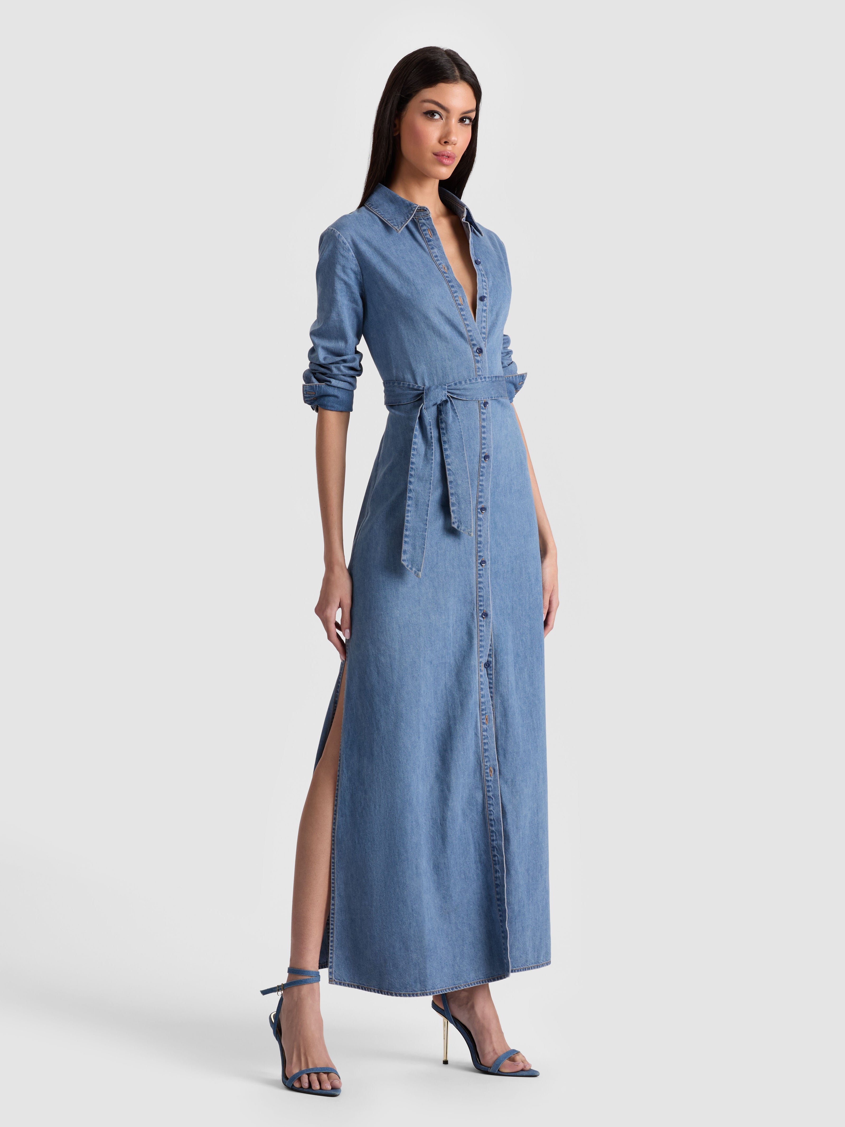 CHASSIDY DENIM MAXI DRESS-ALICE + OLIVIA
