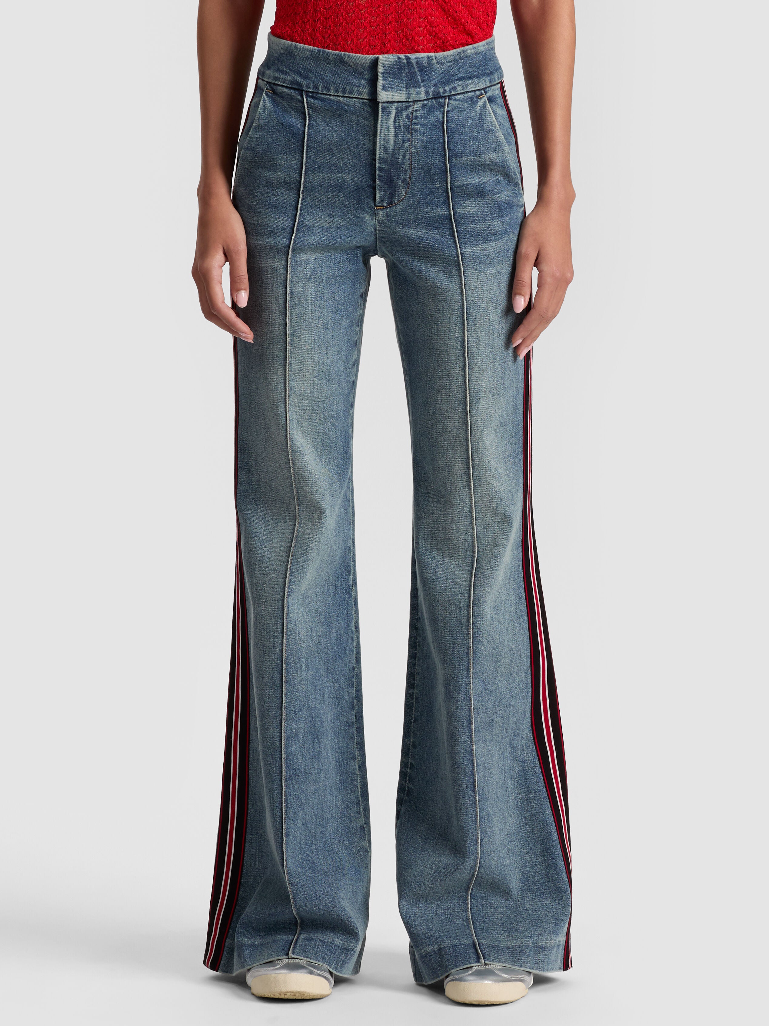 DYLAN STRIPED JEAN-ALBERTINE BLUE-ALICE + OLIVIA