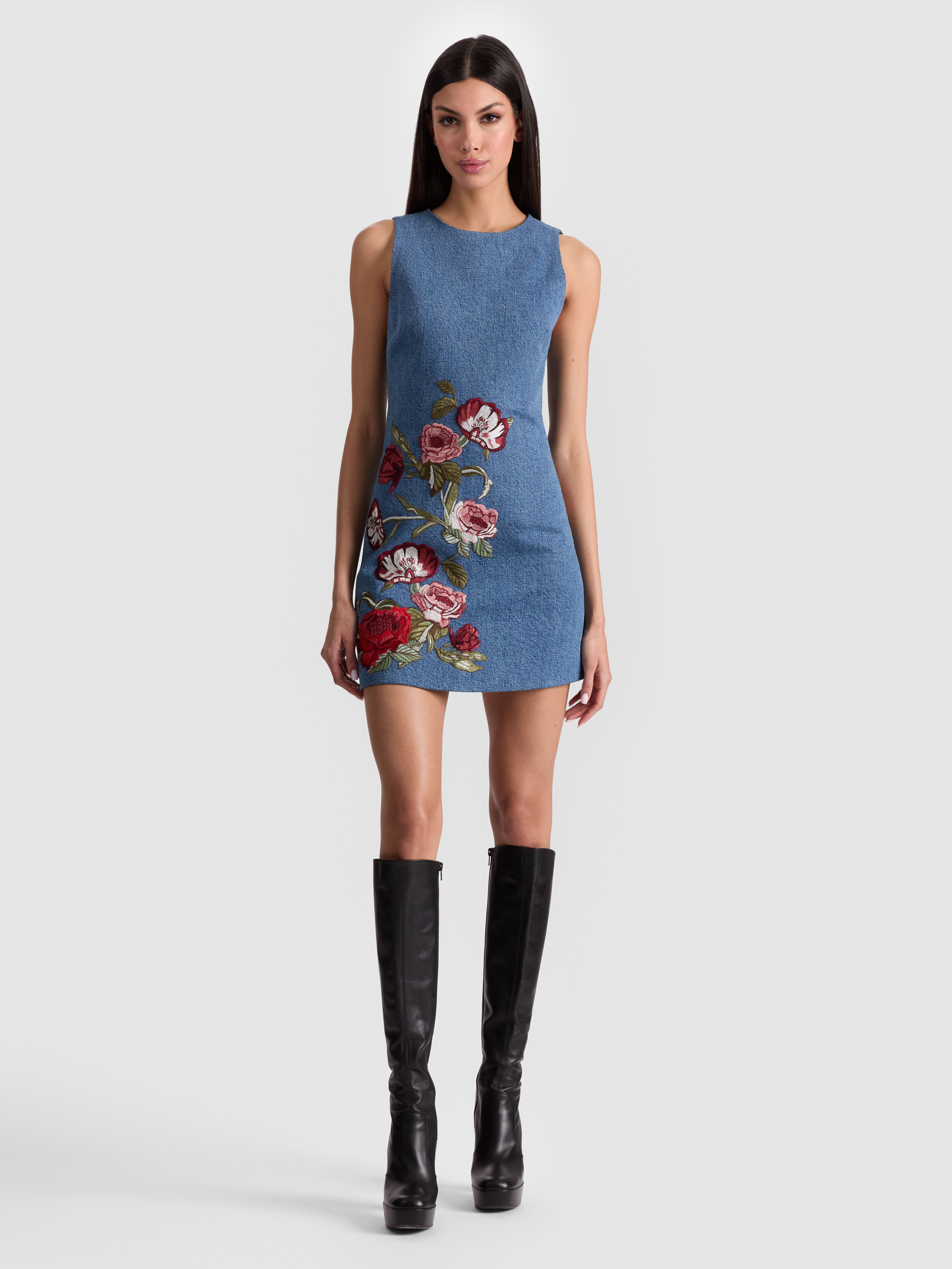MINIVESTITO DI JEANS RICAMATO CADE-ALICE + OLIVIA