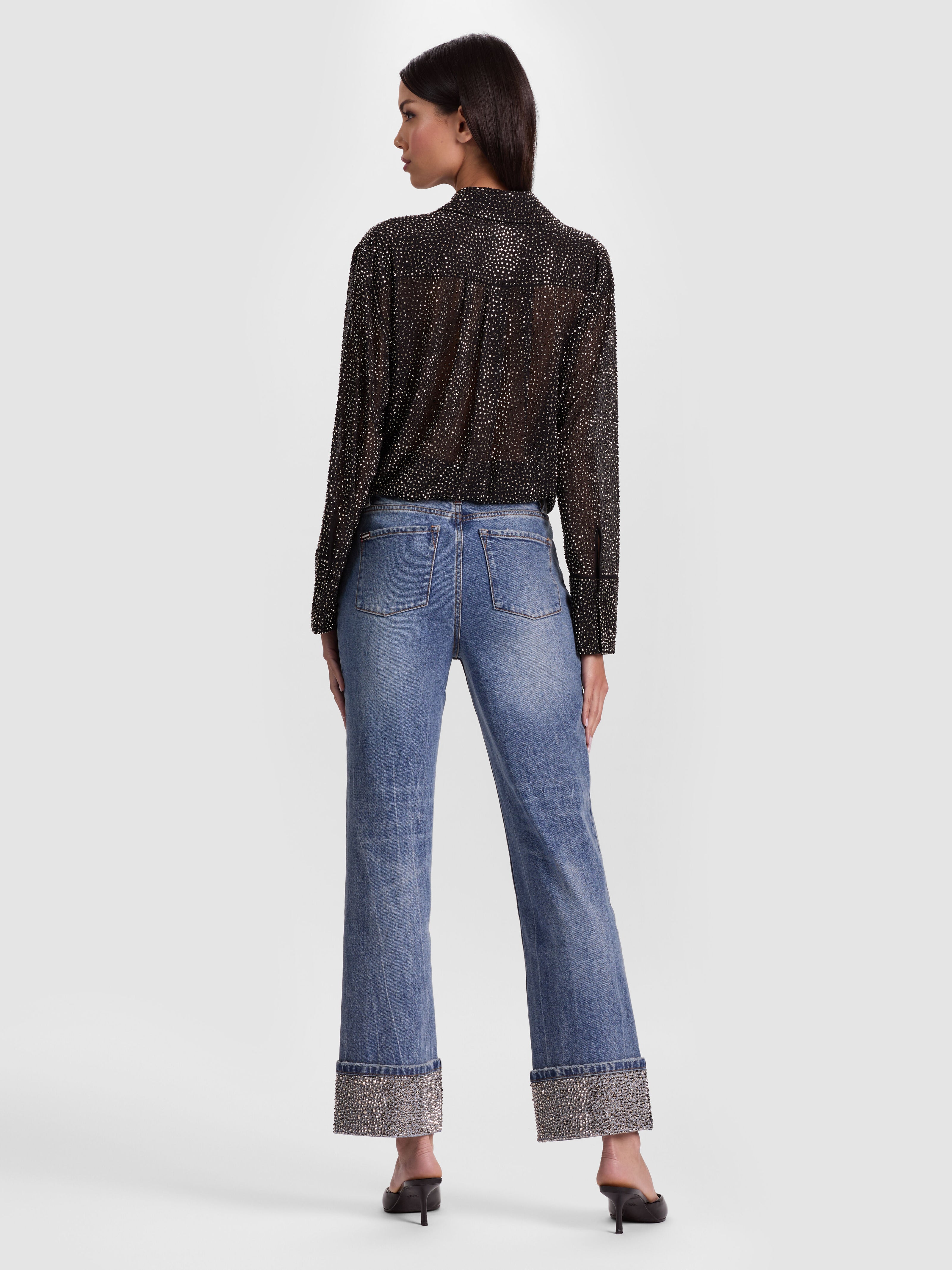 CHIC EMBELLISHED ANKLE JEAN-BROOKLYN BLUE-ALICE + OLIVIA