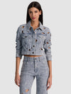 CHLOE LASER-CUT DENIM JACKET-ROCKSTAR BLUE-ALICE + OLIVIA