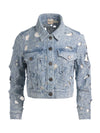 CHLOE LASER-CUT DENIM JACKET-ROCKSTAR BLUE-ALICE + OLIVIA