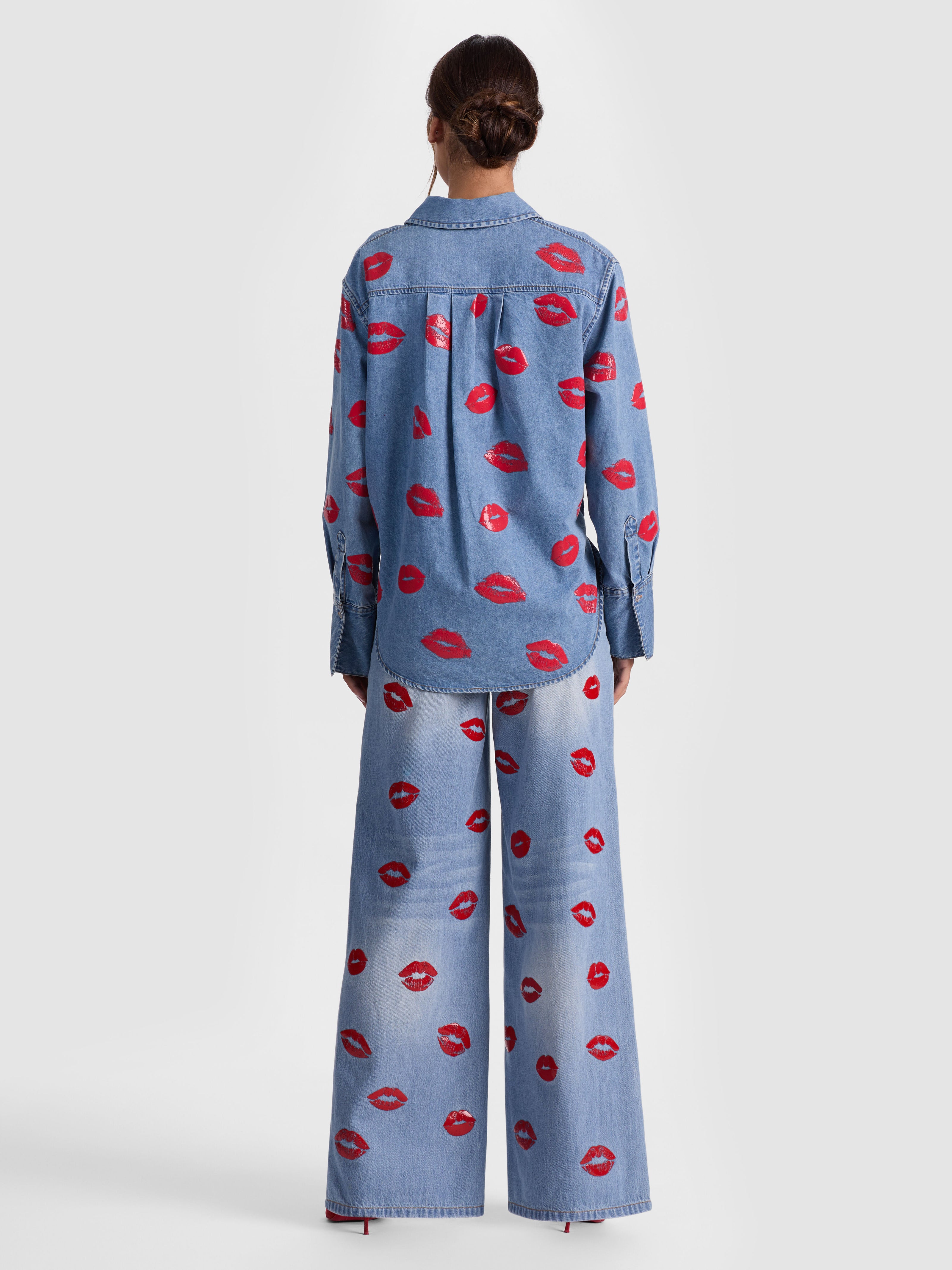 FINELY OVERSIZED BUTTON DOWN-DENVER BRIGHT BLUE-ALICE + OLIVIA