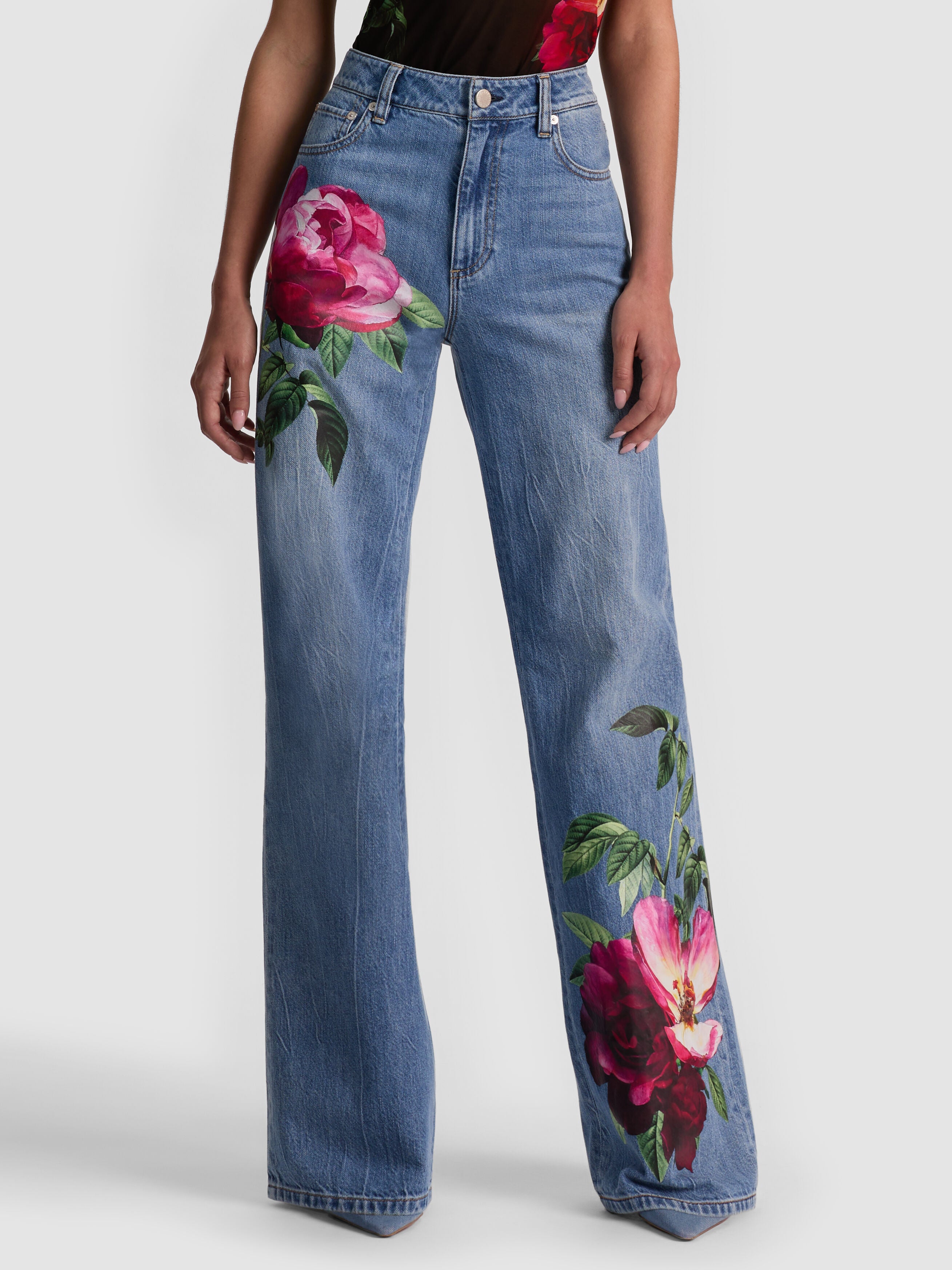 CHIC PRINTED JEAN-DENVER BRIGHT BLUE/EMPRS BLOOM-ALICE + OLIVIA