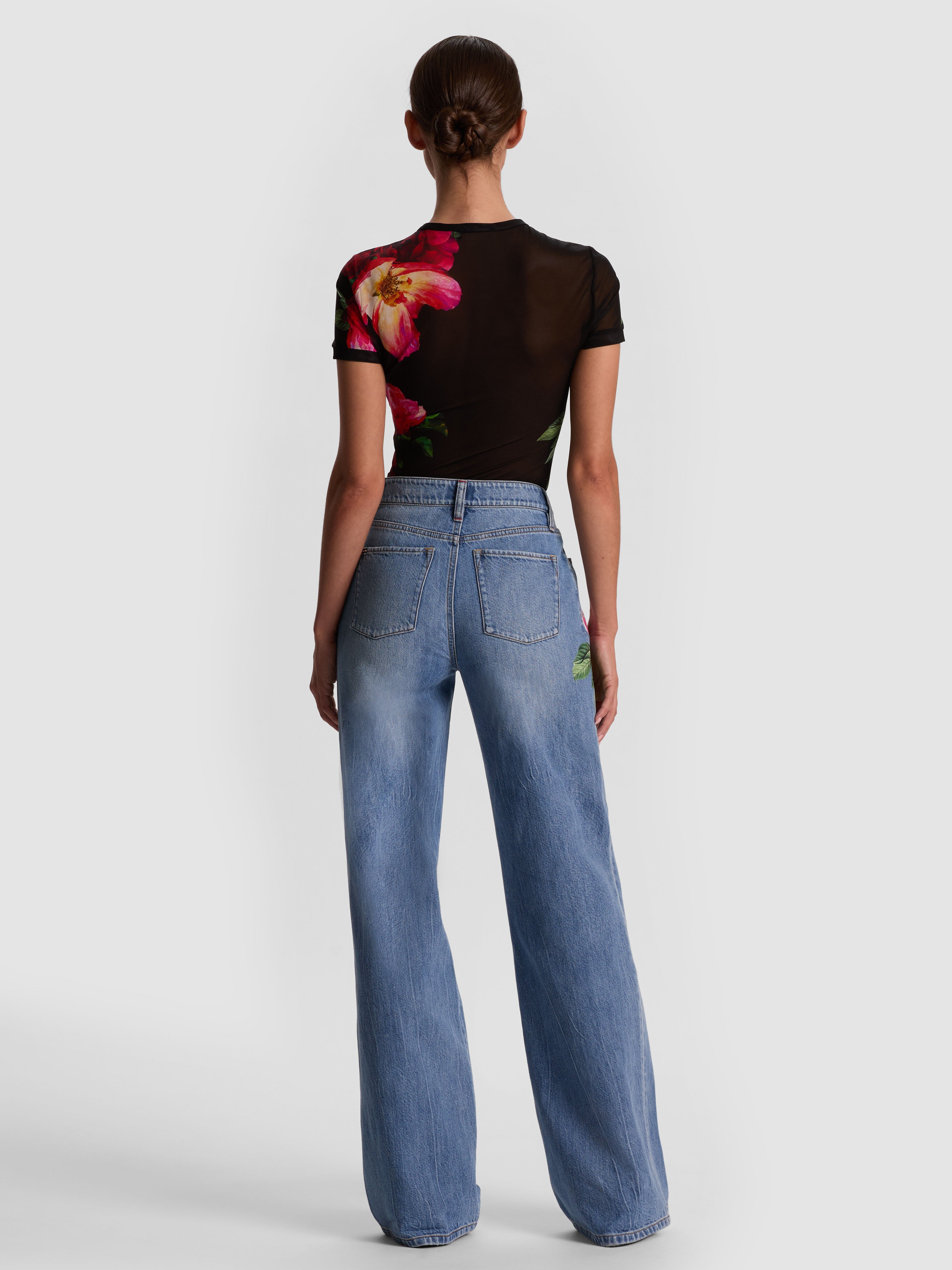CHIC PRINTED JEAN-DENVER BRIGHT BLUE/EMPRS BLOOM-ALICE + OLIVIA