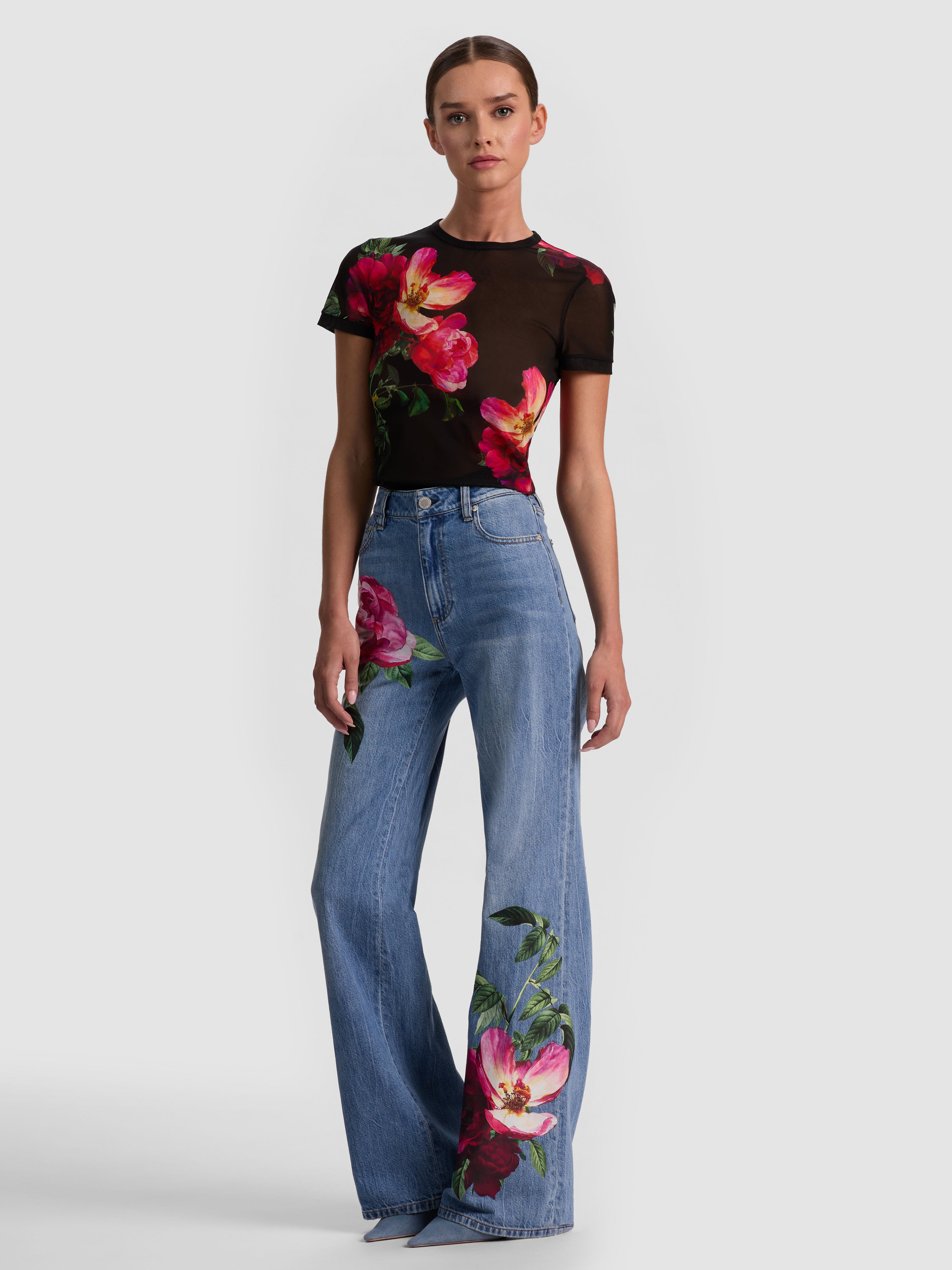 CHIC PRINTED JEAN-DENVER BRIGHT BLUE/EMPRS BLOOM-ALICE + OLIVIA