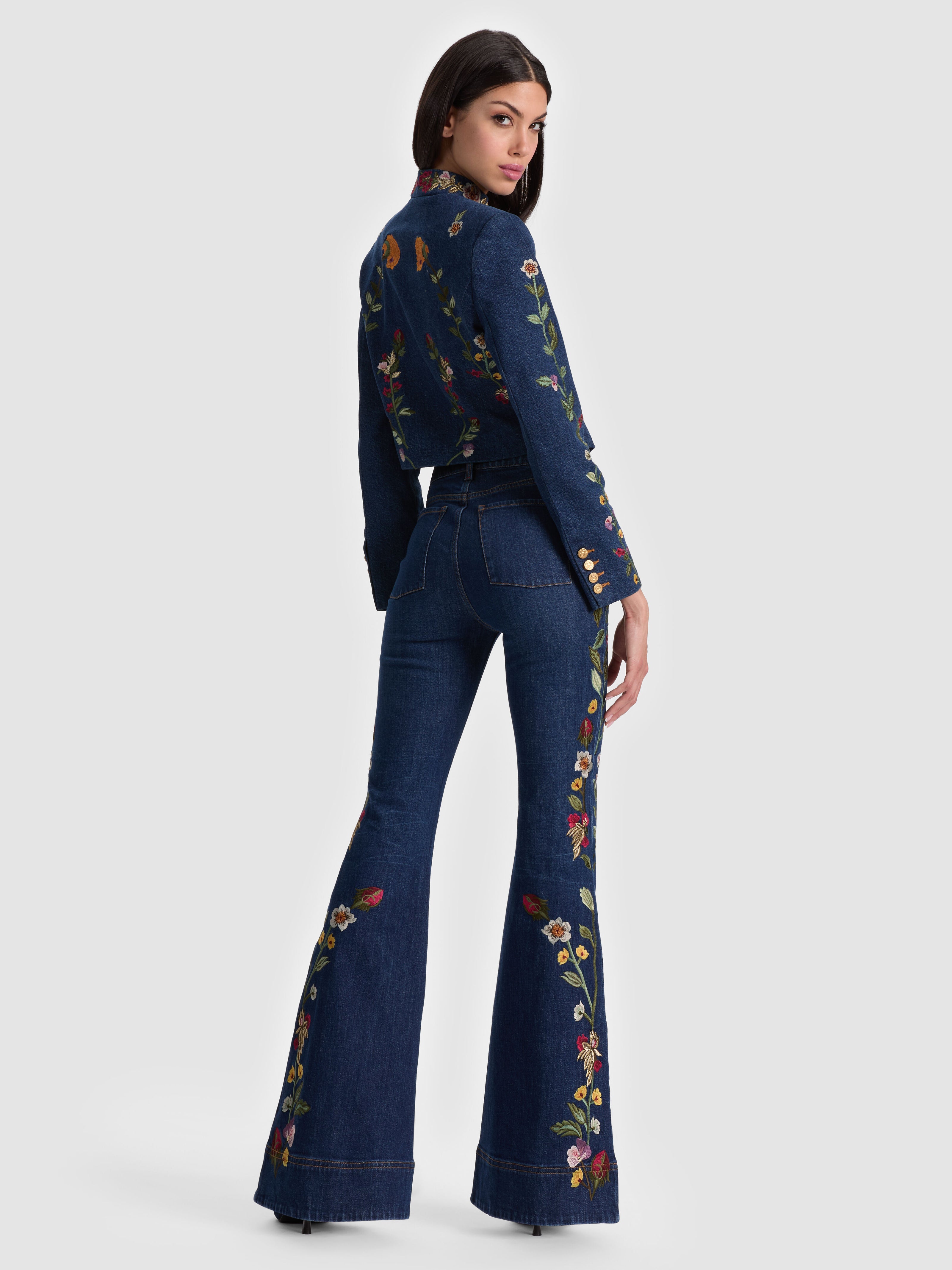 BEAUTIFUL EMBROIDERED JEAN-CATHERINE DARK MULTI-ALICE + OLIVIA