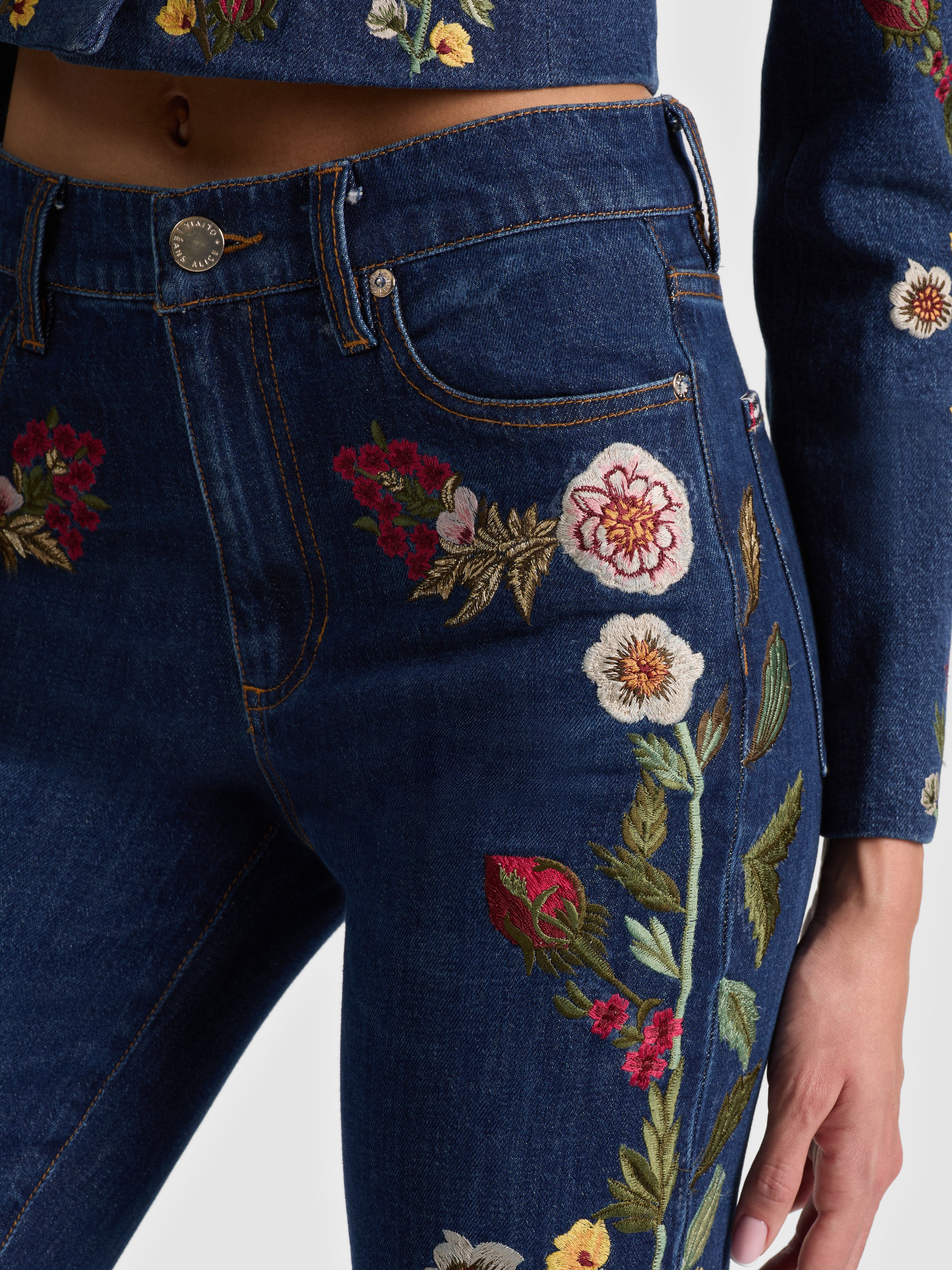 BEAUTIFUL EMBROIDERED JEAN-CATHERINE DARK MULTI-ALICE + OLIVIA