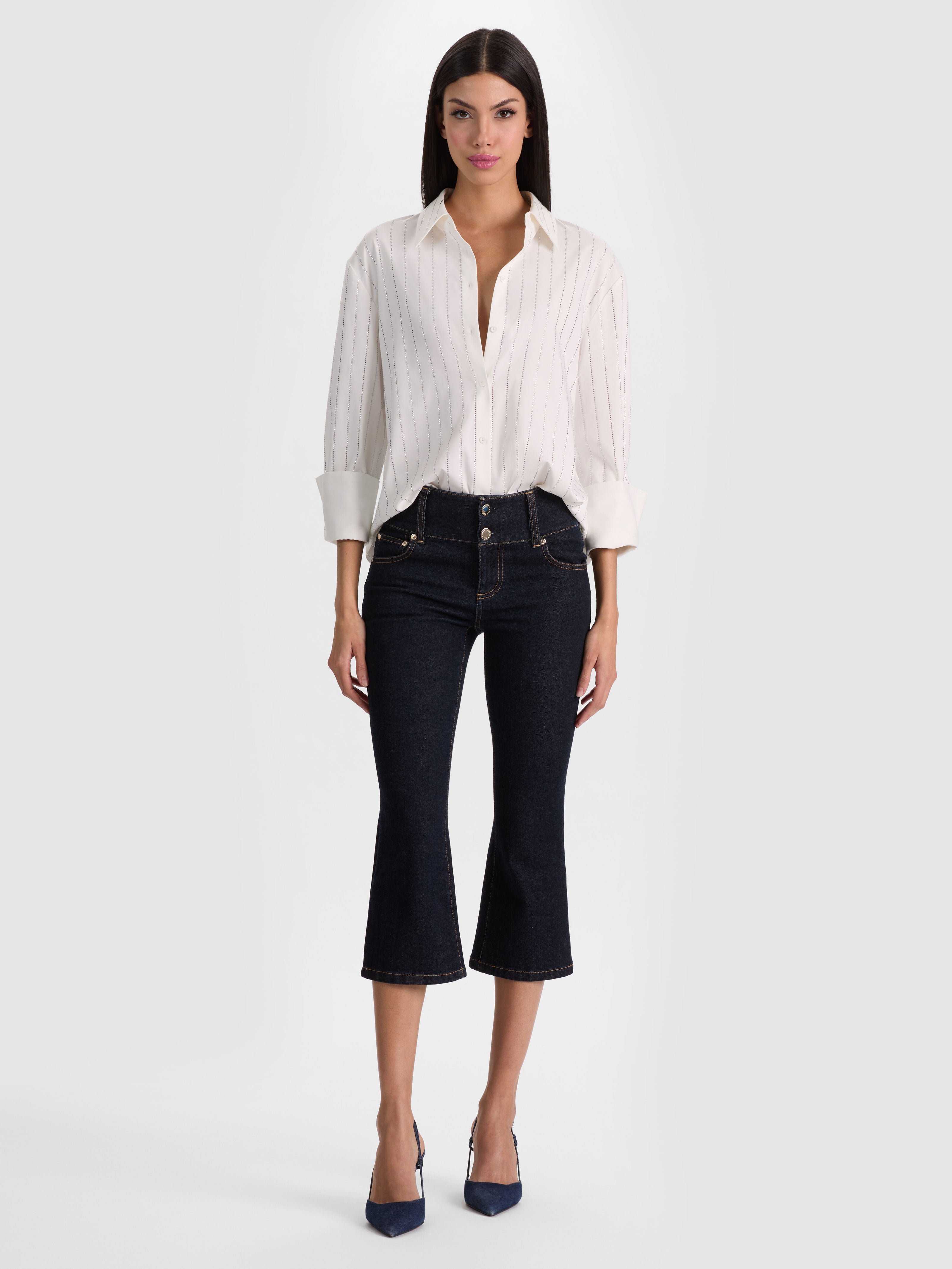 KAI LOW RISE CAPRI JEAN-DARK RINSE-ALICE + OLIVIA