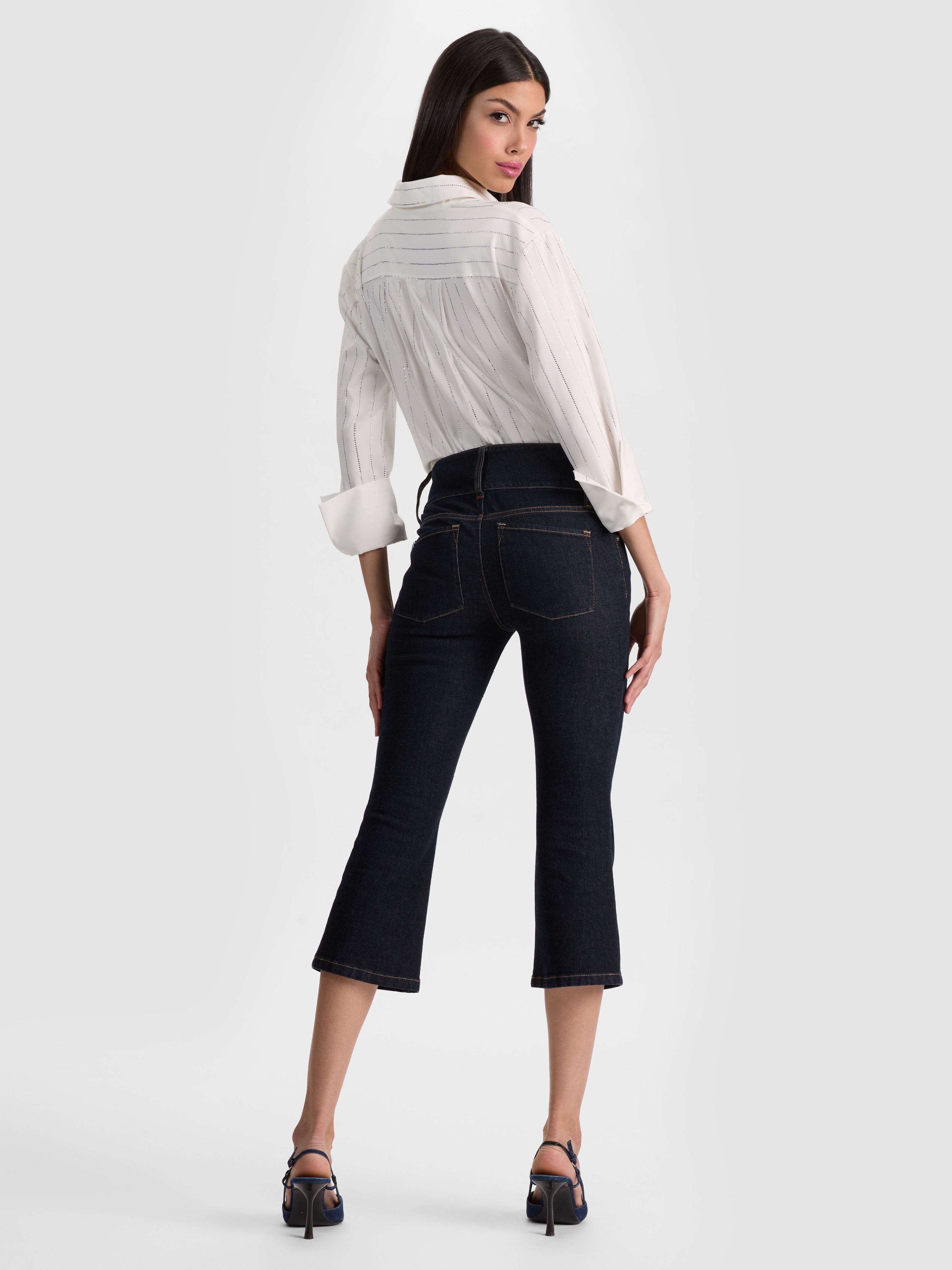 KAI LOW RISE CAPRI JEAN-DARK RINSE-ALICE + OLIVIA