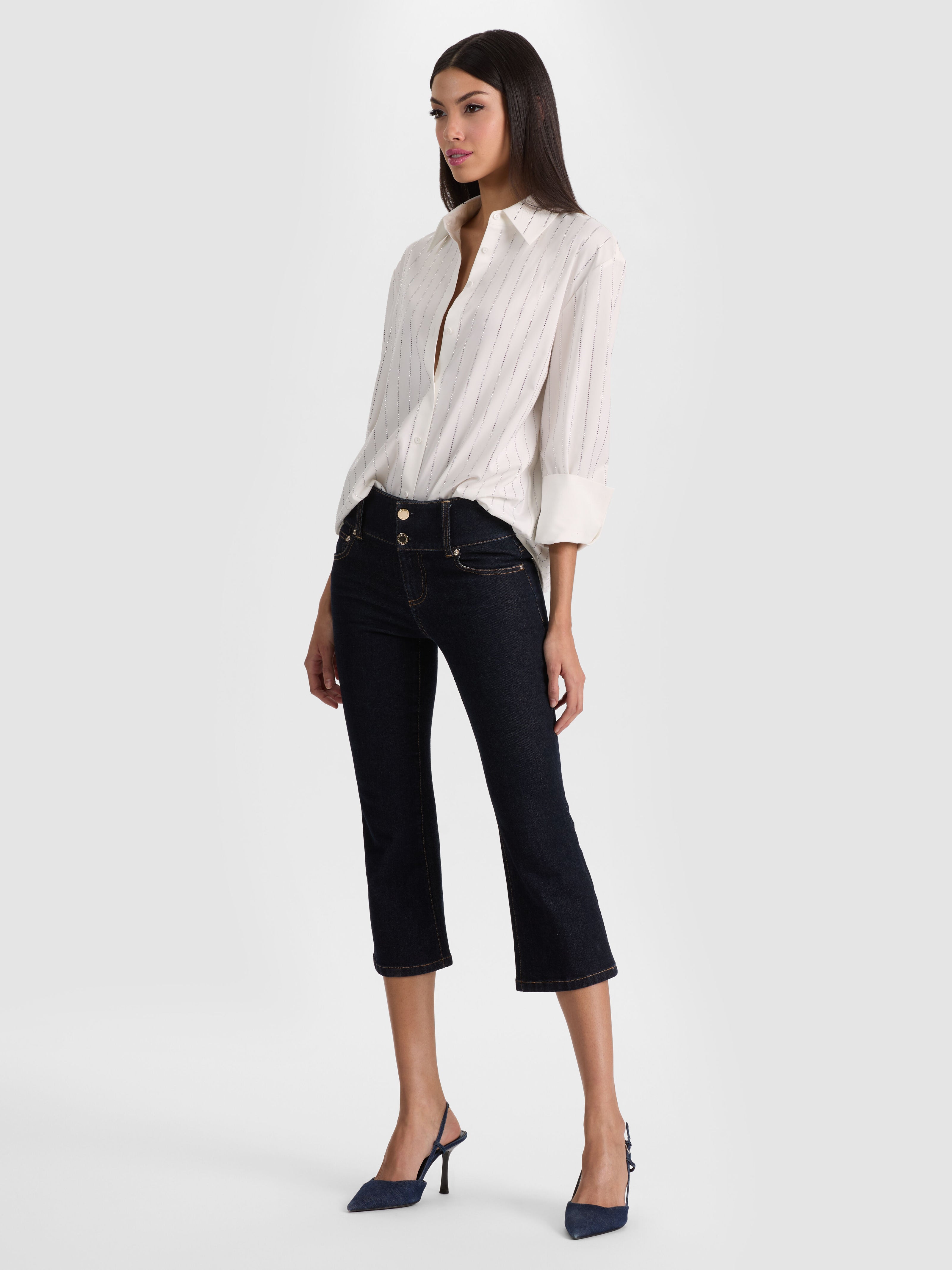 KAI LOW RISE CAPRI JEAN-DARK RINSE-ALICE + OLIVIA