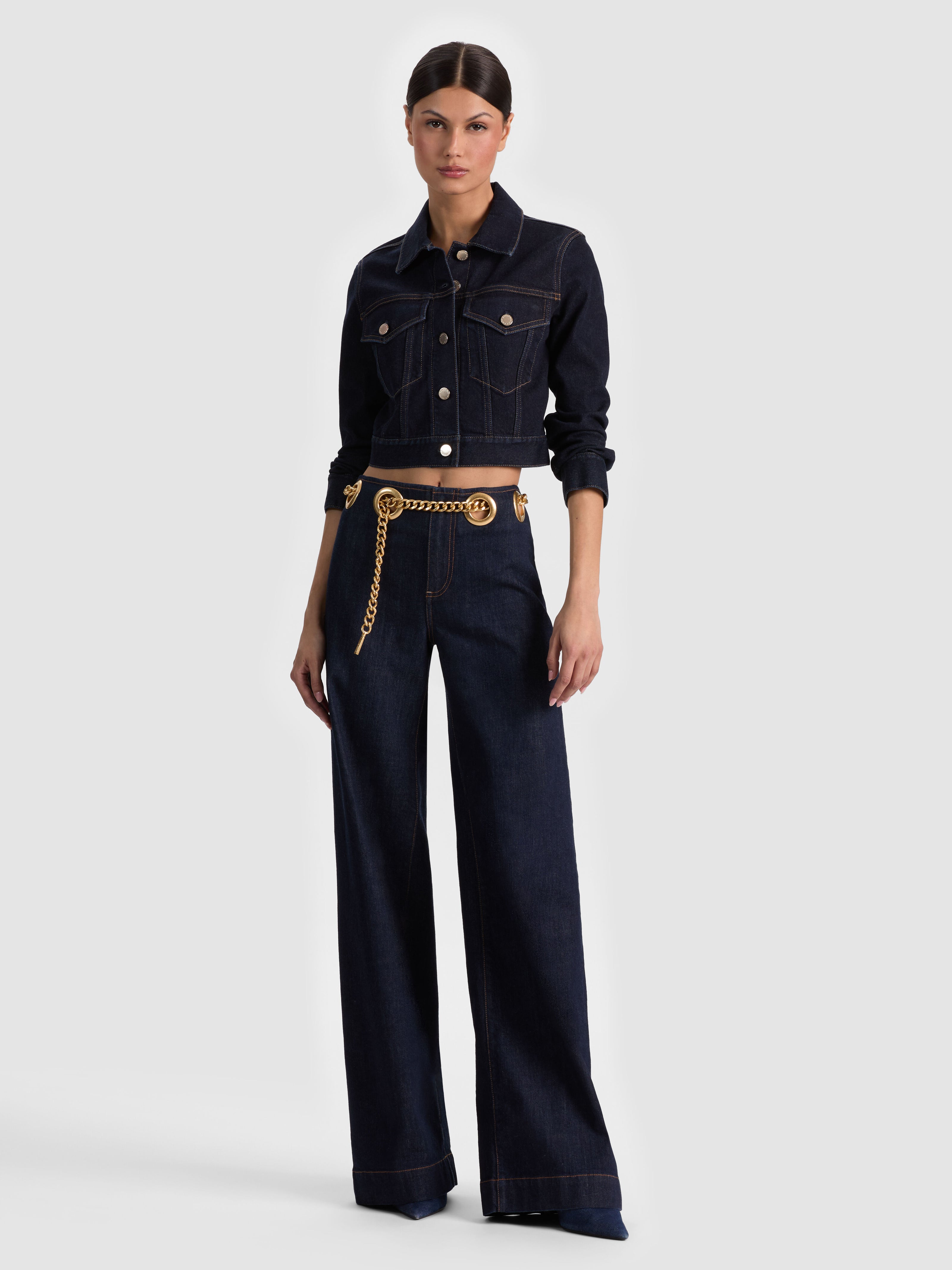 CHLOE DENIM JACKET-DARK RINSE-ALICE + OLIVIA