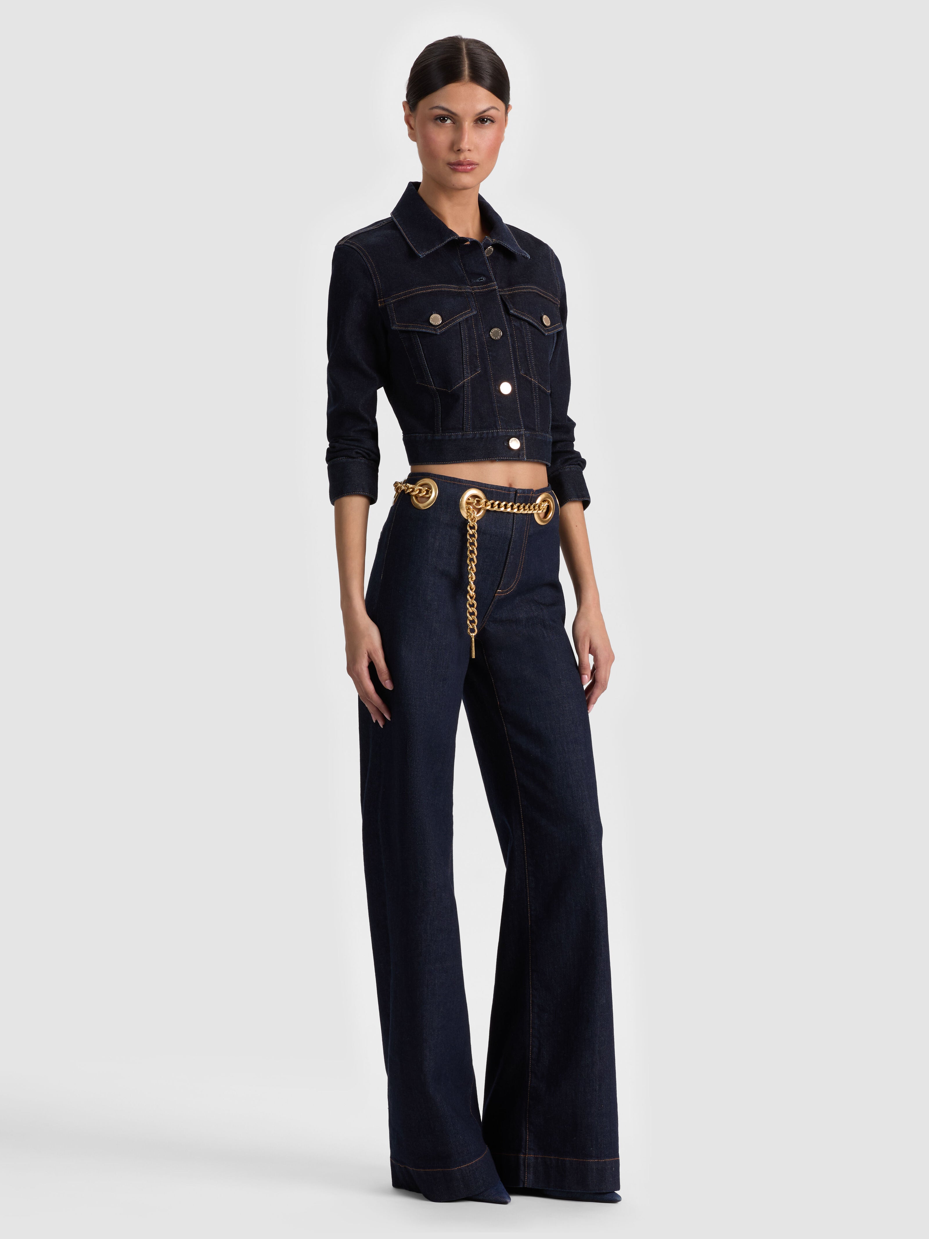 CHLOE DENIM JACKET-DARK RINSE-ALICE + OLIVIA