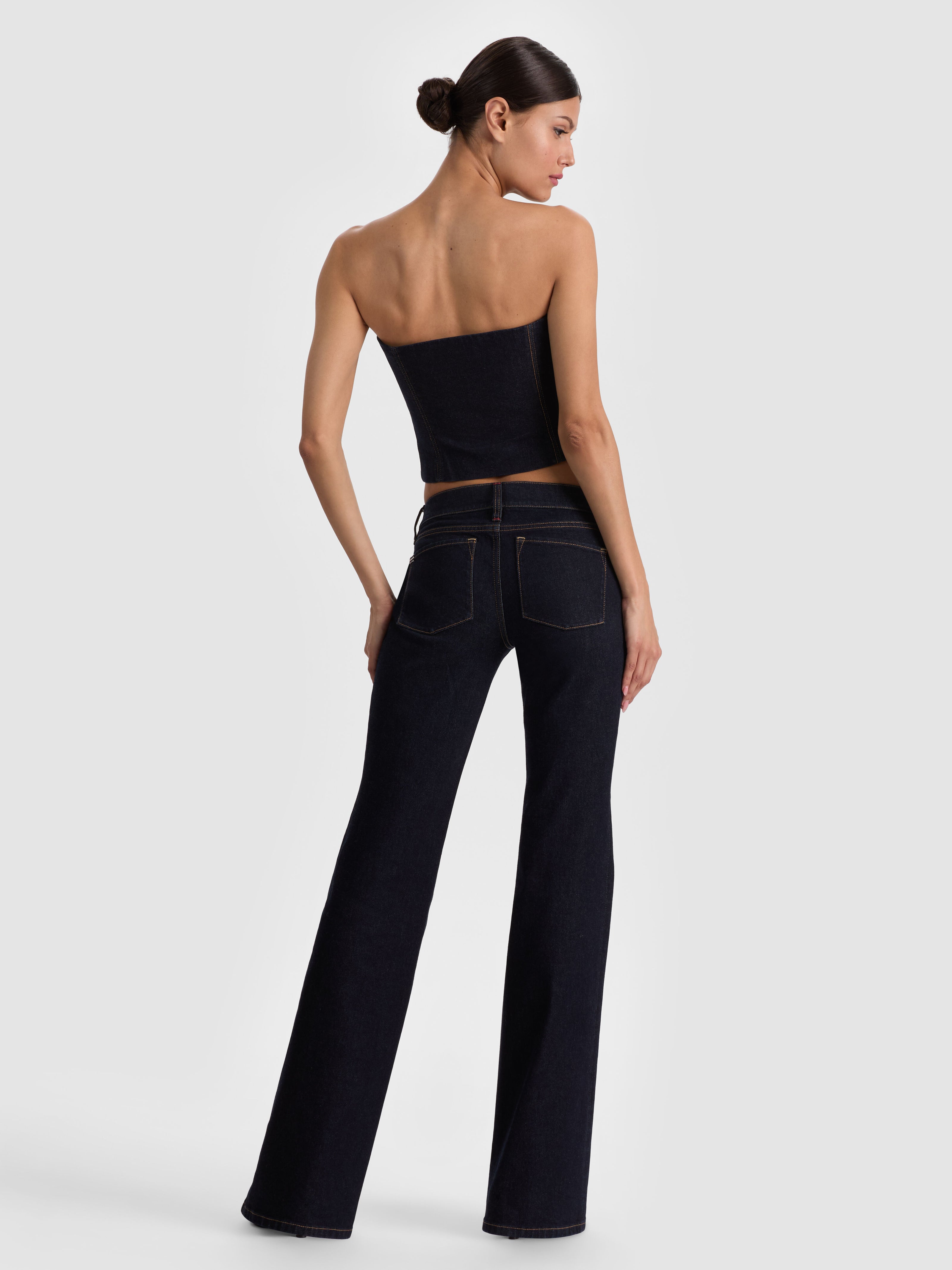 KELCEY STRAPLESS DENIM VEST-DARK RINSE-ALICE + OLIVIA