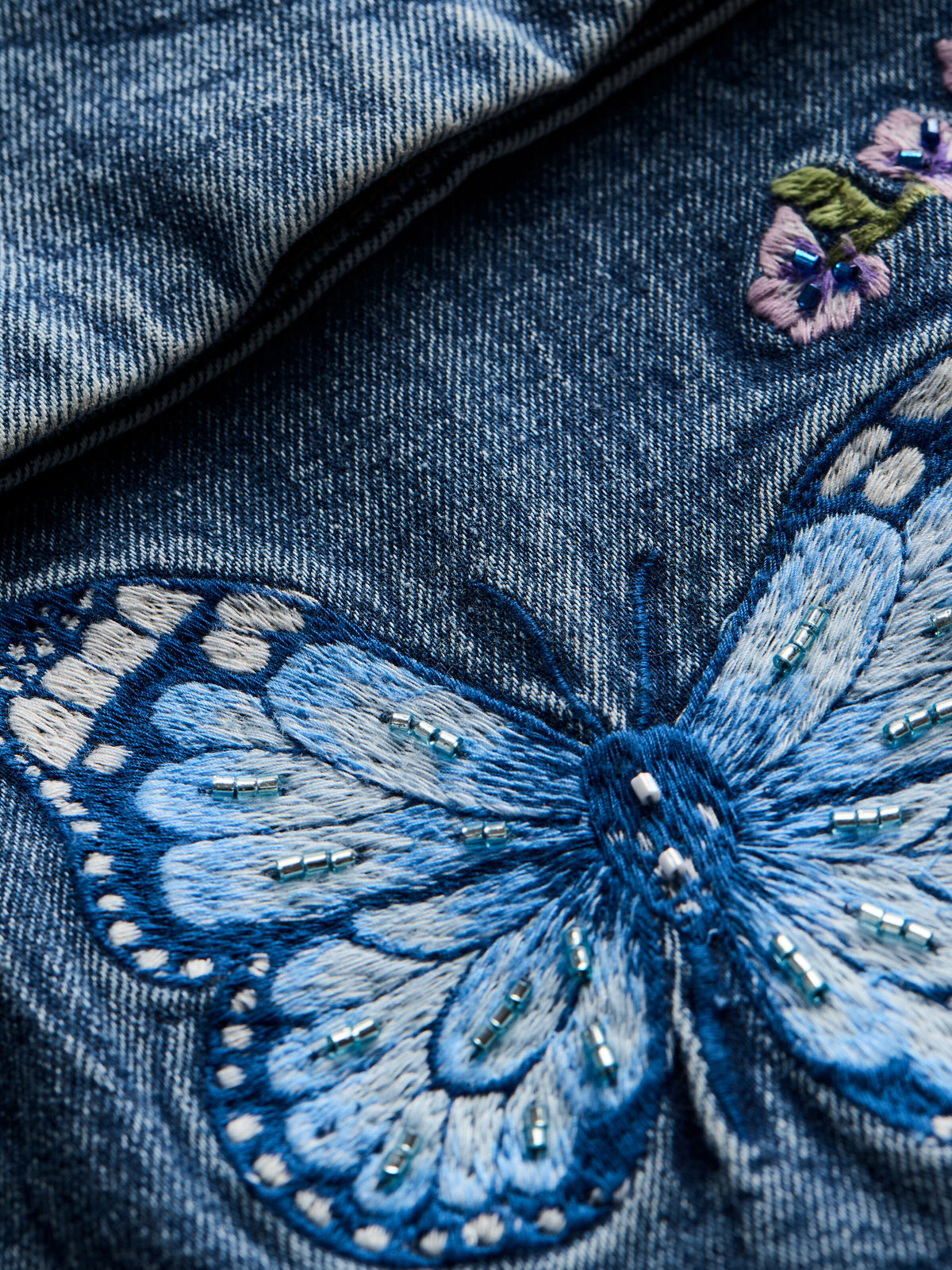 BEAUTIFUL EMBROIDERED JEAN - BROOKLYN BLUE/MULTI
