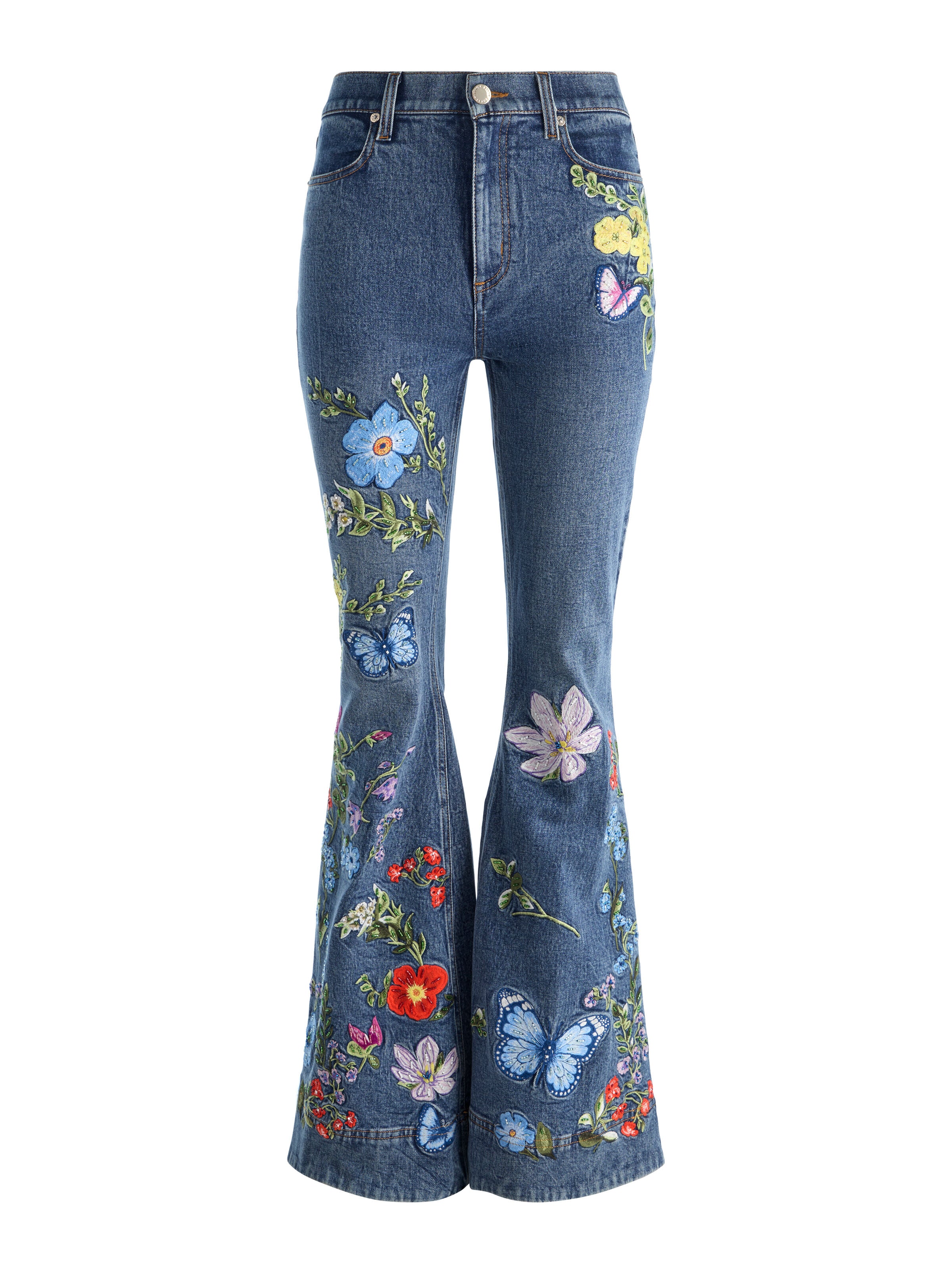 BEAUTIFUL EMBROIDERED JEAN-BROOKLYN BLUE/MULTI-ALICE + OLIVIA