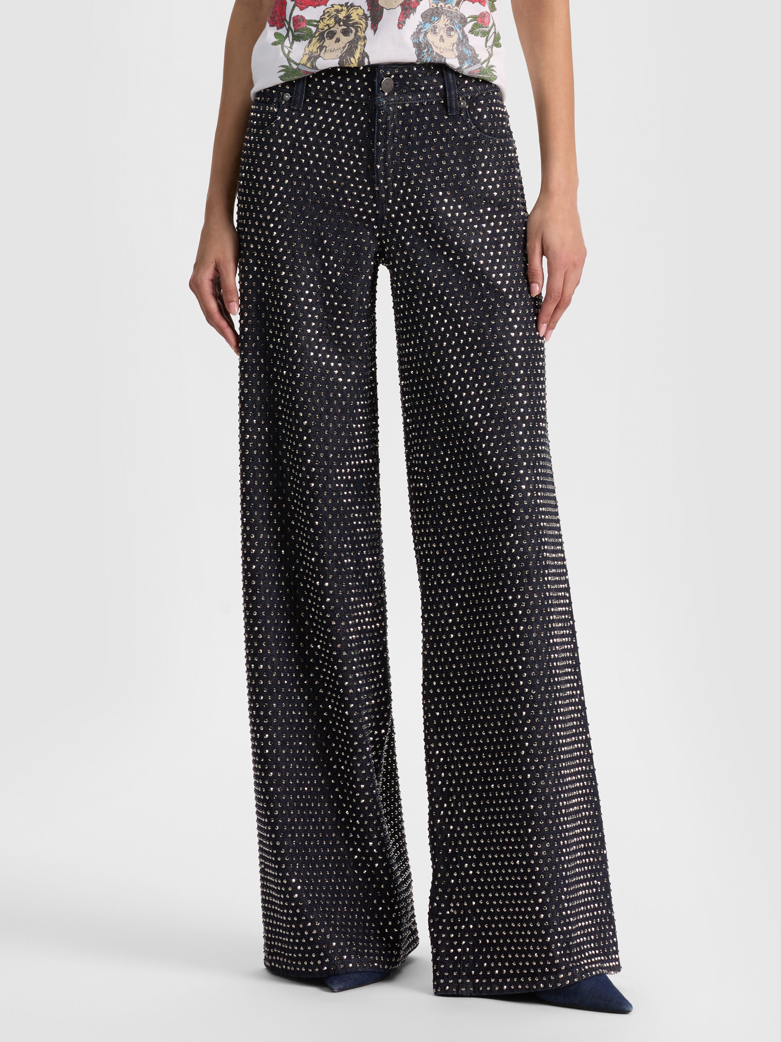 AMAZING EMBELLISHED JEAN-DARK RINSE/HEMATITE-ALICE + OLIVIA