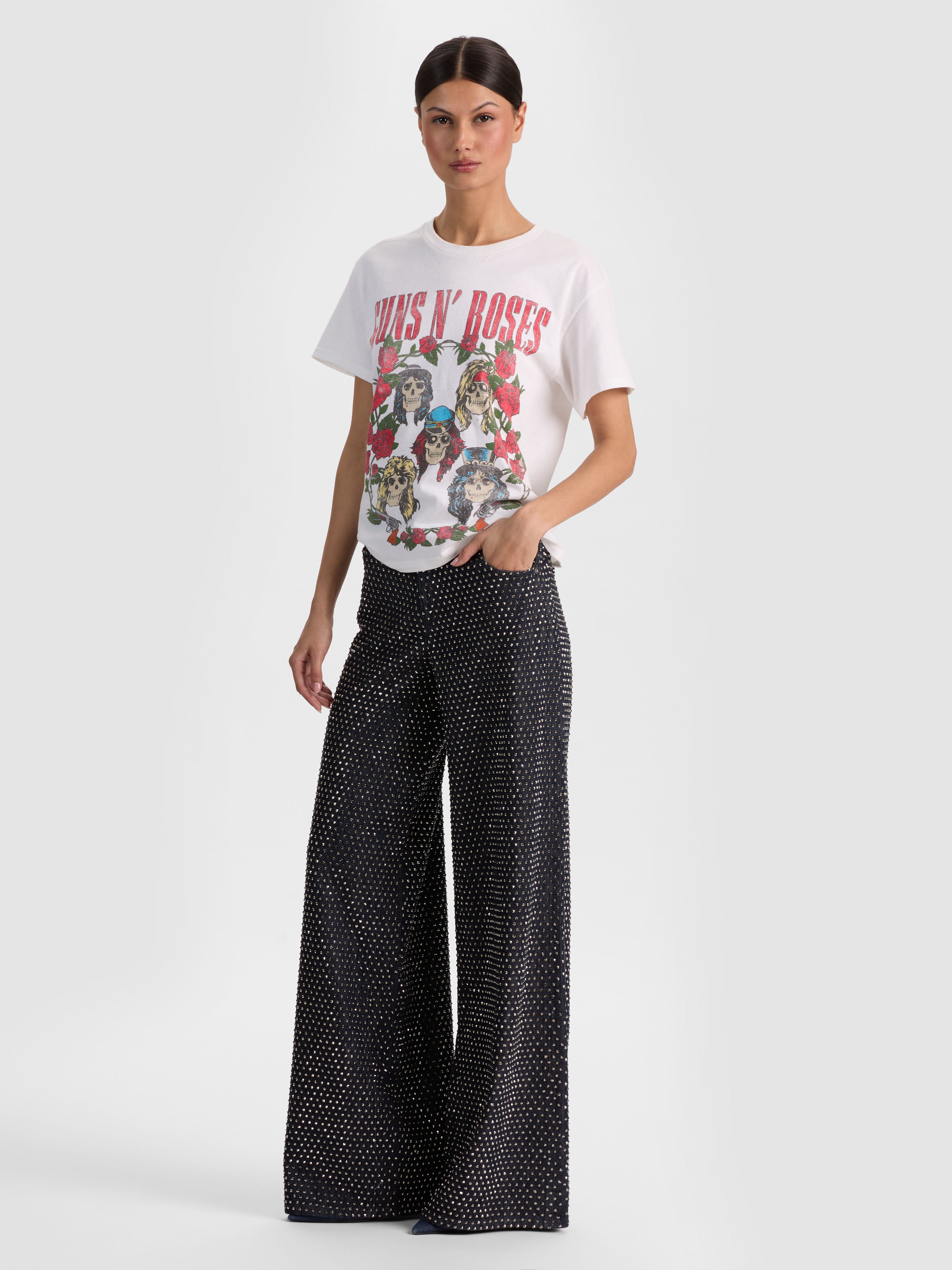AMAZING EMBELLISHED JEAN-DARK RINSE/HEMATITE-ALICE + OLIVIA