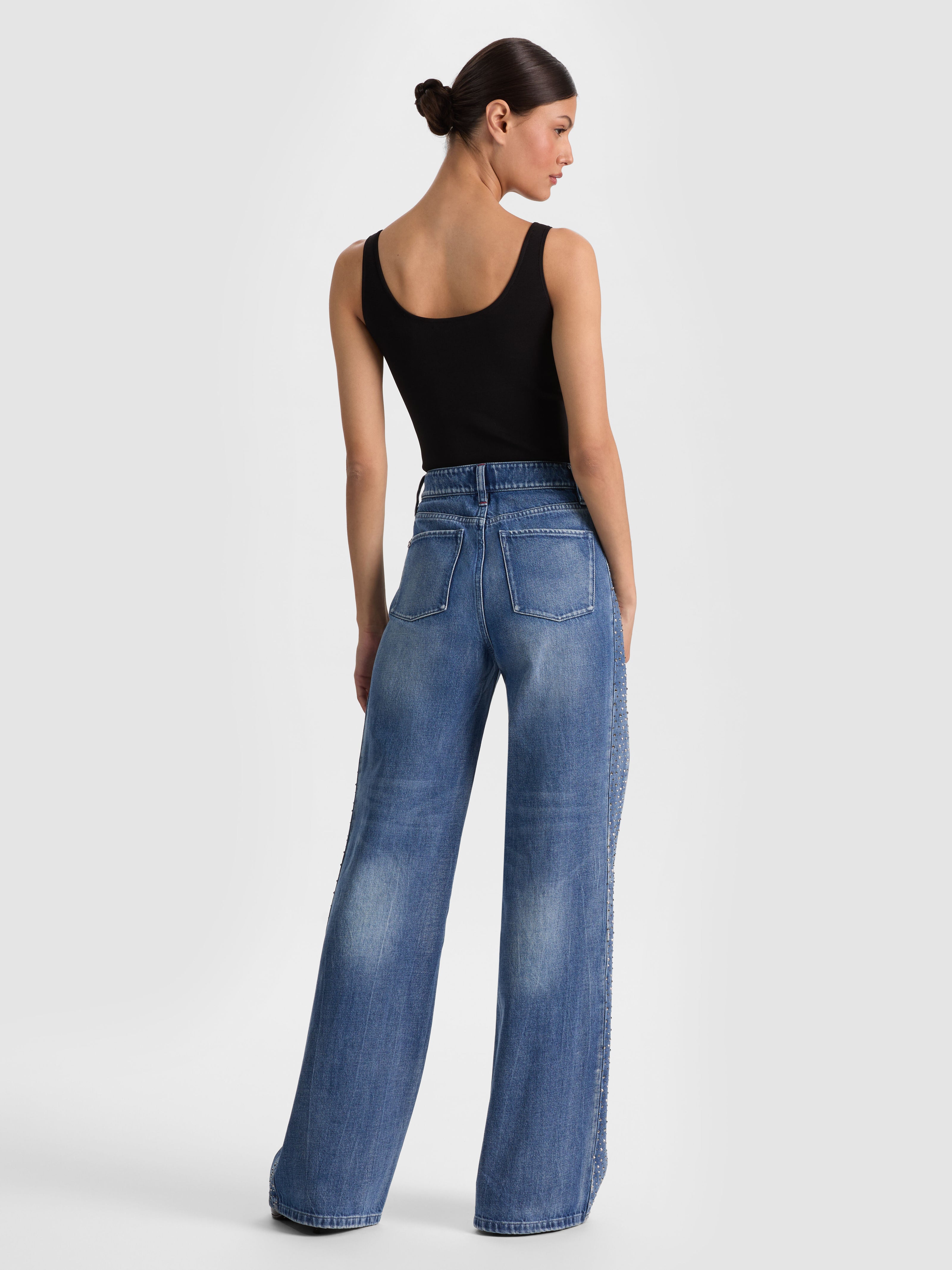 CHIC EMBELLISHED JEAN-BROOKLYN BLUE/HEMATITE-ALICE + OLIVIA