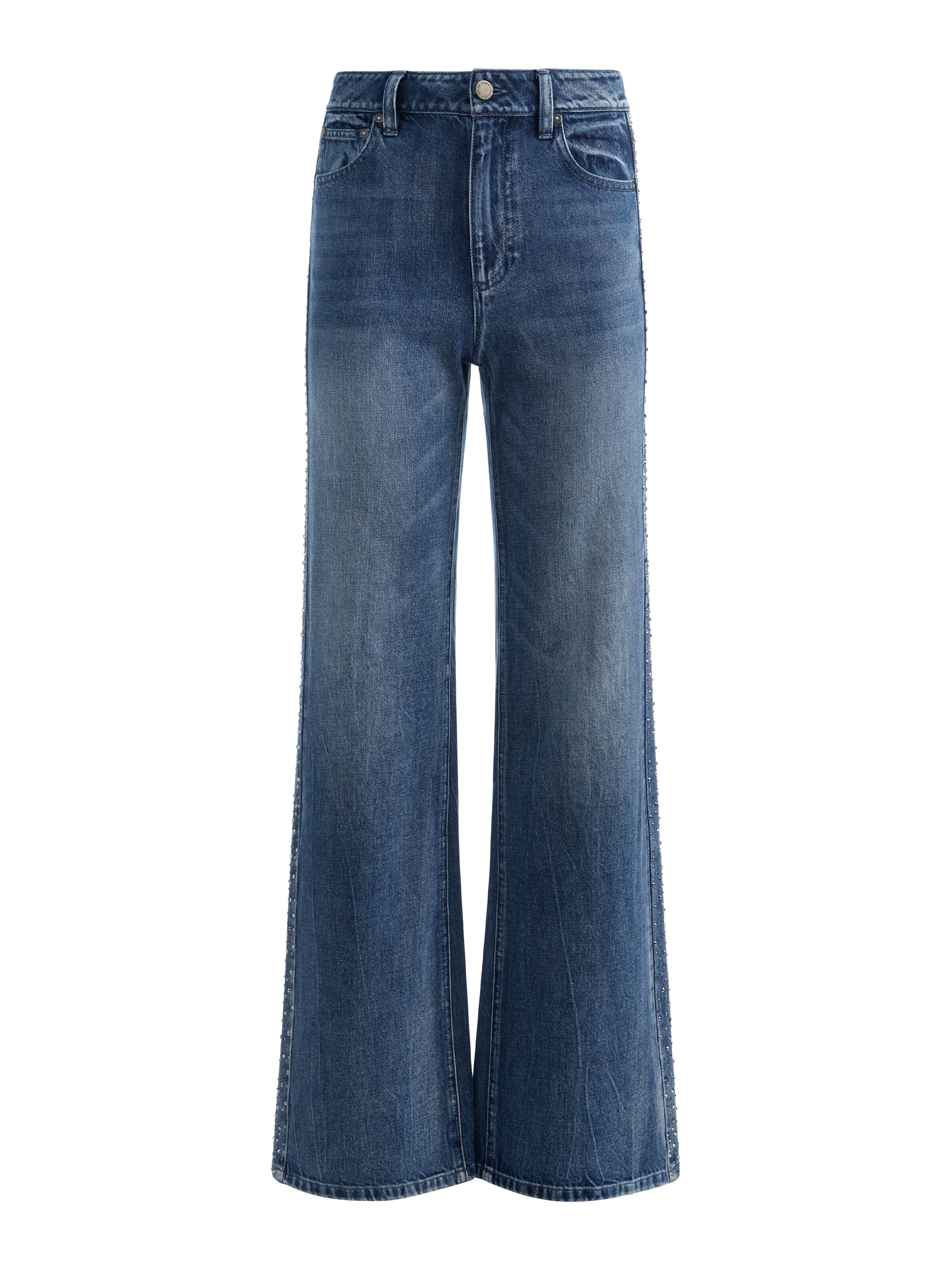 CHIC EMBELLISHED JEAN-BROOKLYN BLUE/HEMATITE-ALICE + OLIVIA