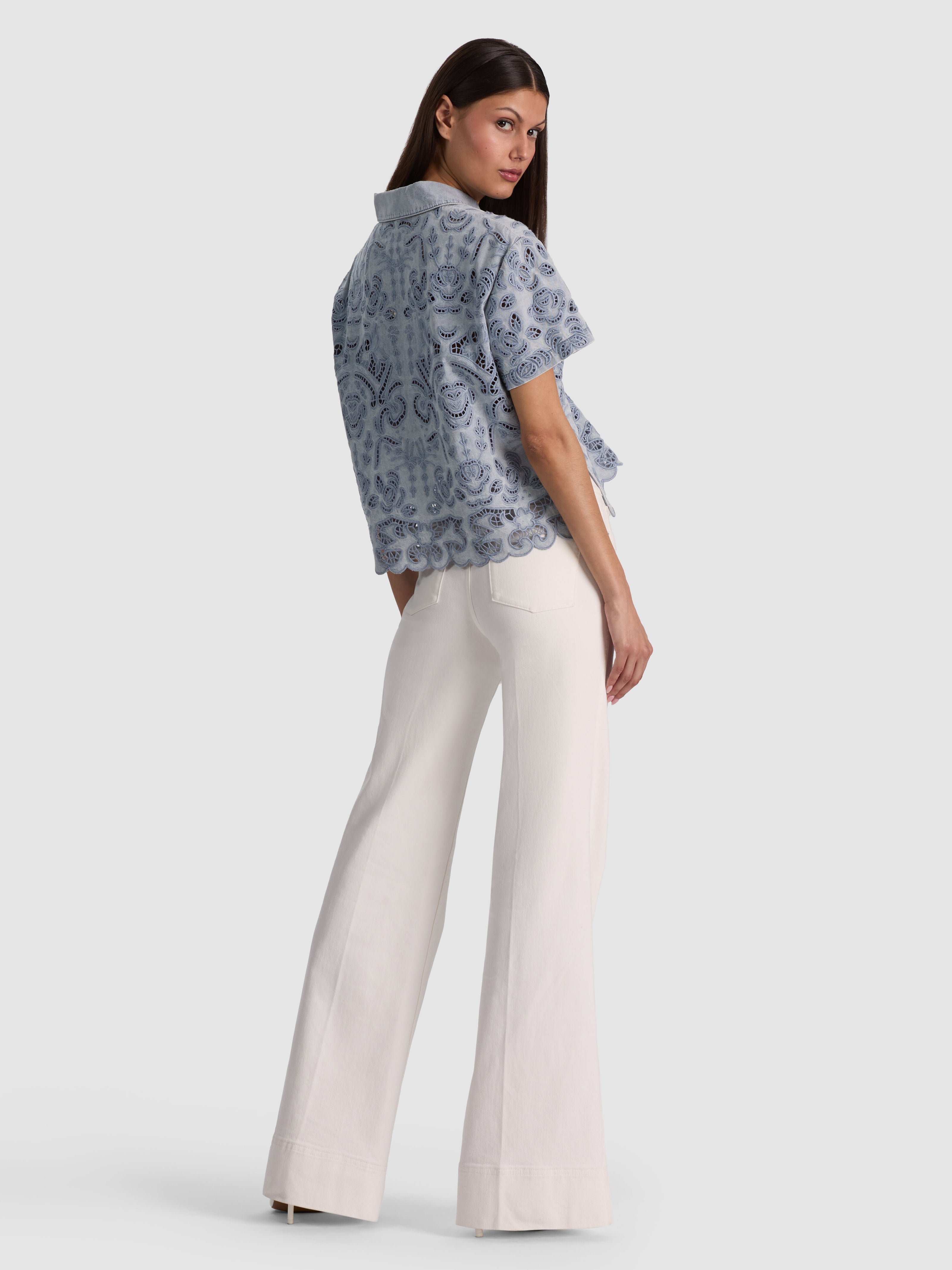 LANE DENIM BUTTON DOWN-SIERRA LIGHT BLUE-ALICE + OLIVIA