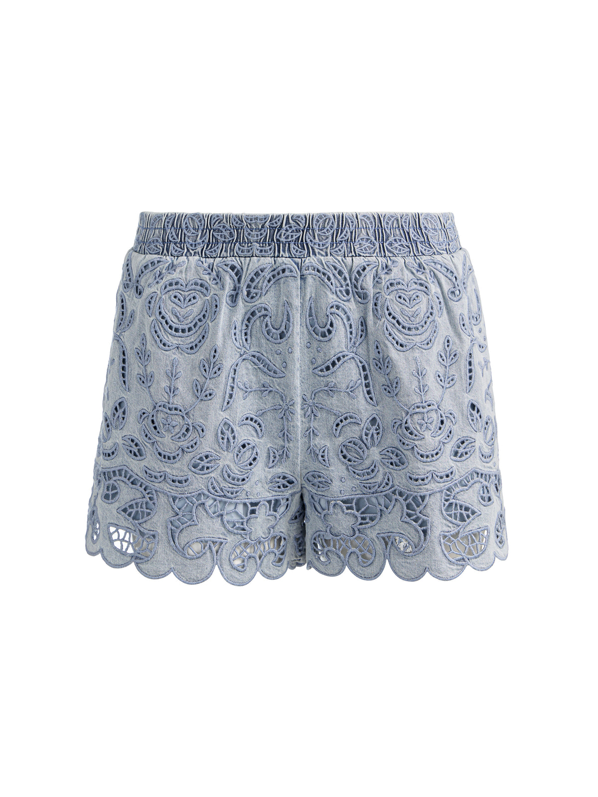 KENLEY EYELET DRAWSTRING DENIM SHORT - SIERRA LIGHT BLUE
