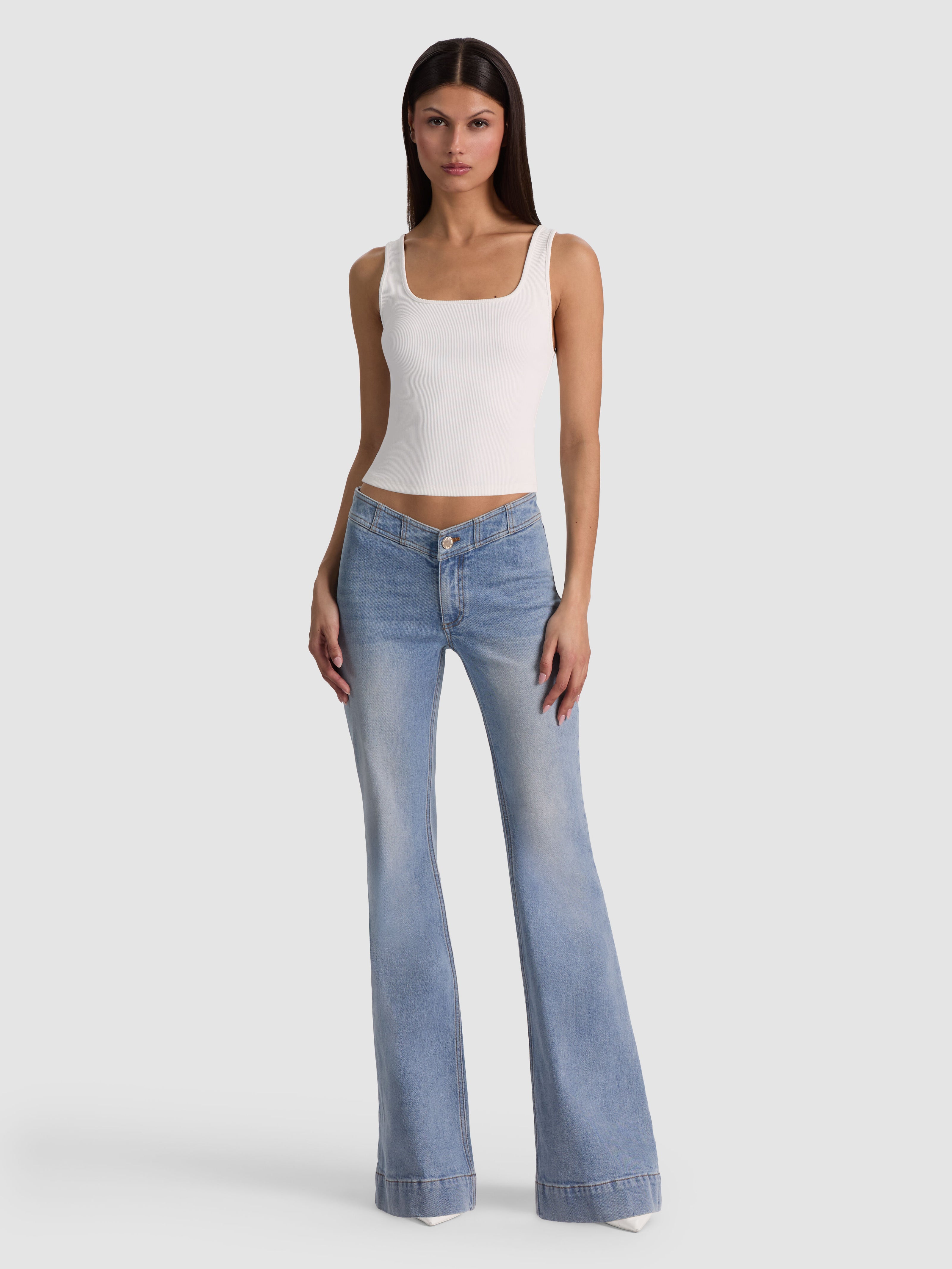 CHELSEA CROPPED FLARE JEAN-EDIE WASH-ALICE + OLIVIA