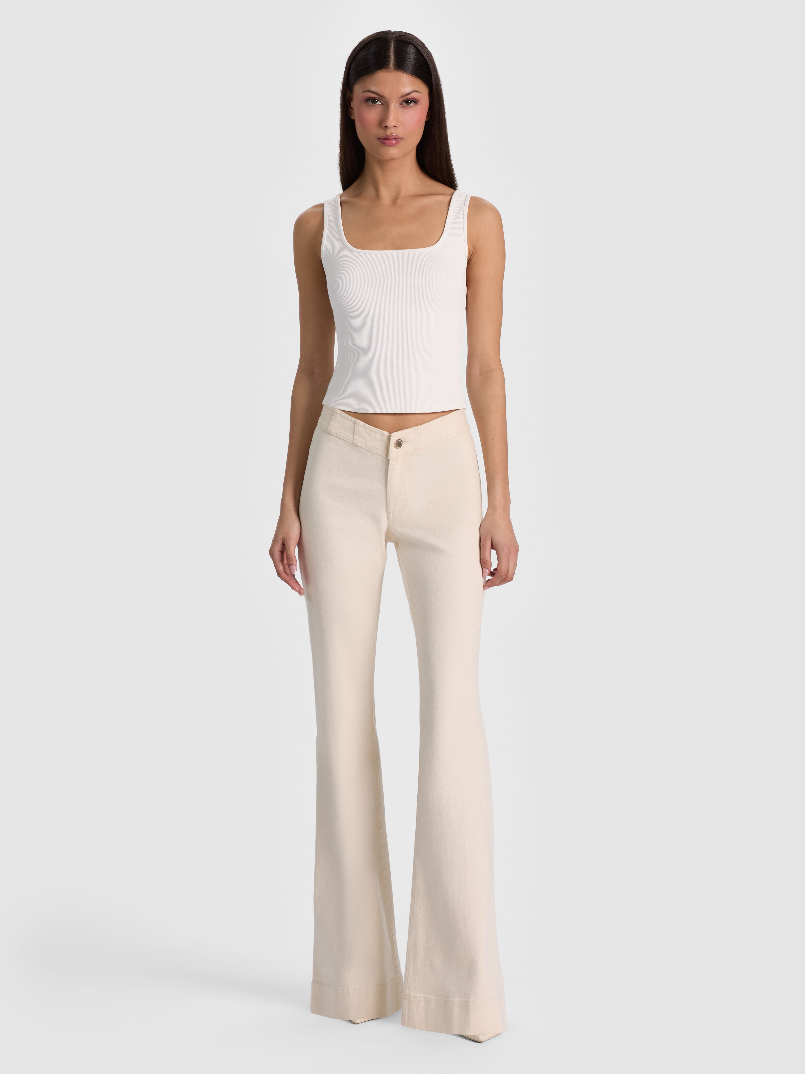 CHELSEA CROPPED FLARE JEAN-OFF WHITE-ALICE + OLIVIA