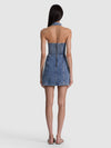 SOLANA BUCKLE DENIM HALTER MINI DRESS-BROOKLYN BLUE-ALICE + OLIVIA