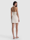 SOLANA BUCKLE DENIM HALTER MINI DRESS-OFF WHITE-ALICE + OLIVIA