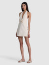 SOLANA BUCKLE DENIM HALTER MINI DRESS-OFF WHITE-ALICE + OLIVIA