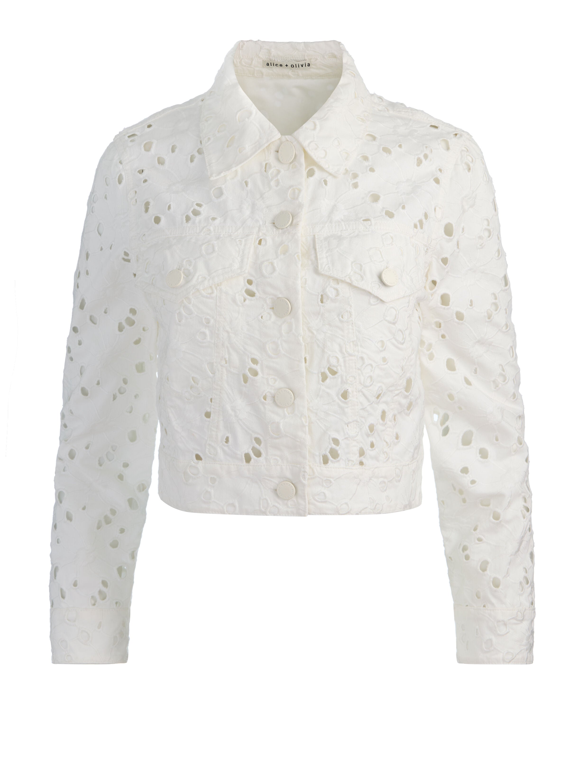 CHLOE DENIM JACKET in OFF WHITE | ALICE + OLIVIA