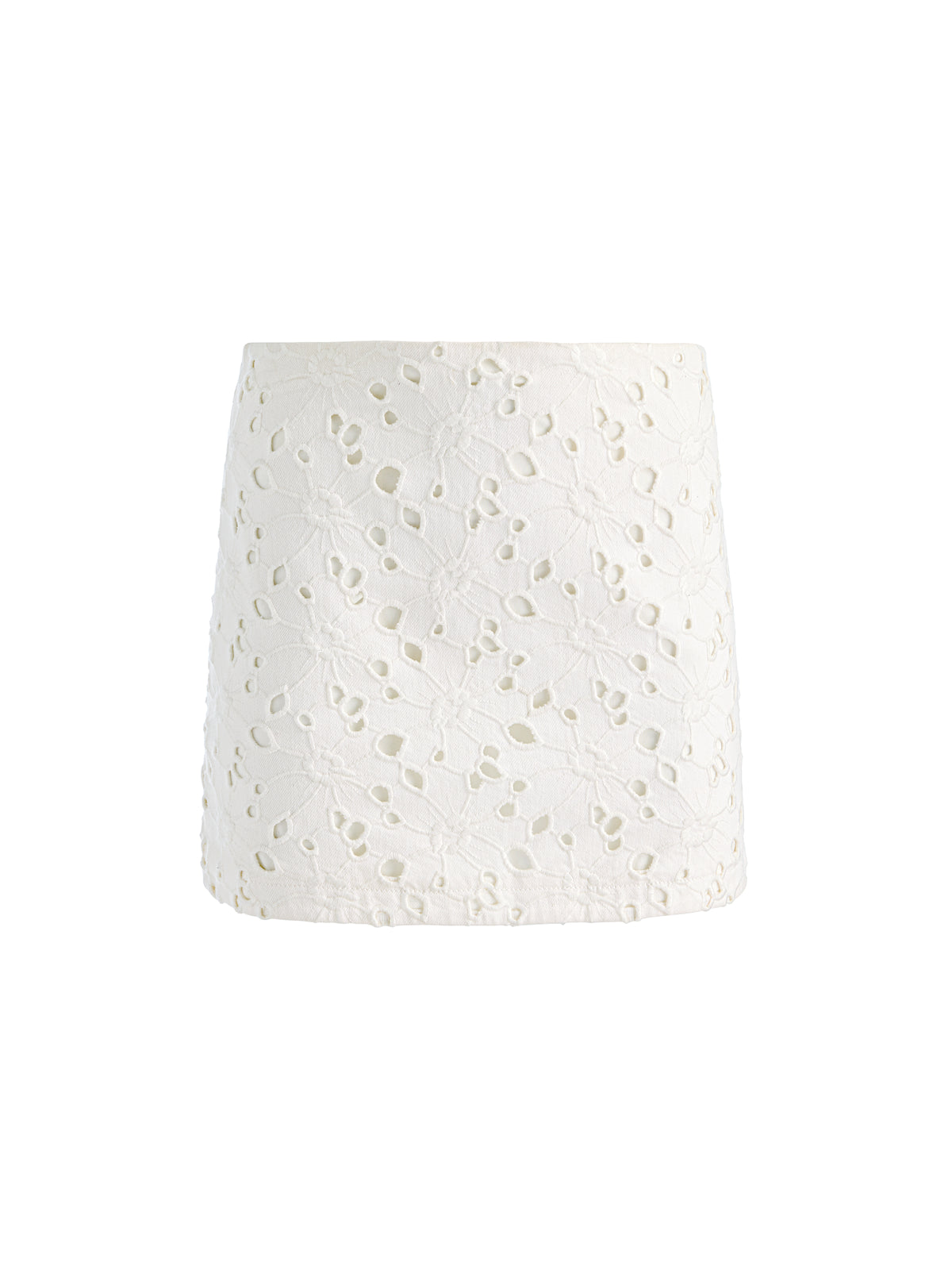 RILEY LASER-CUT DENIM MINI SKIRT - OFF WHITE