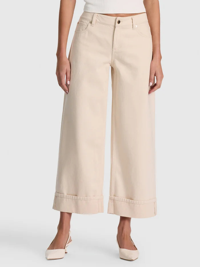 CLAYTON LR ROLL CUFF RELAXED CROPPED JEAN - NATURAL
