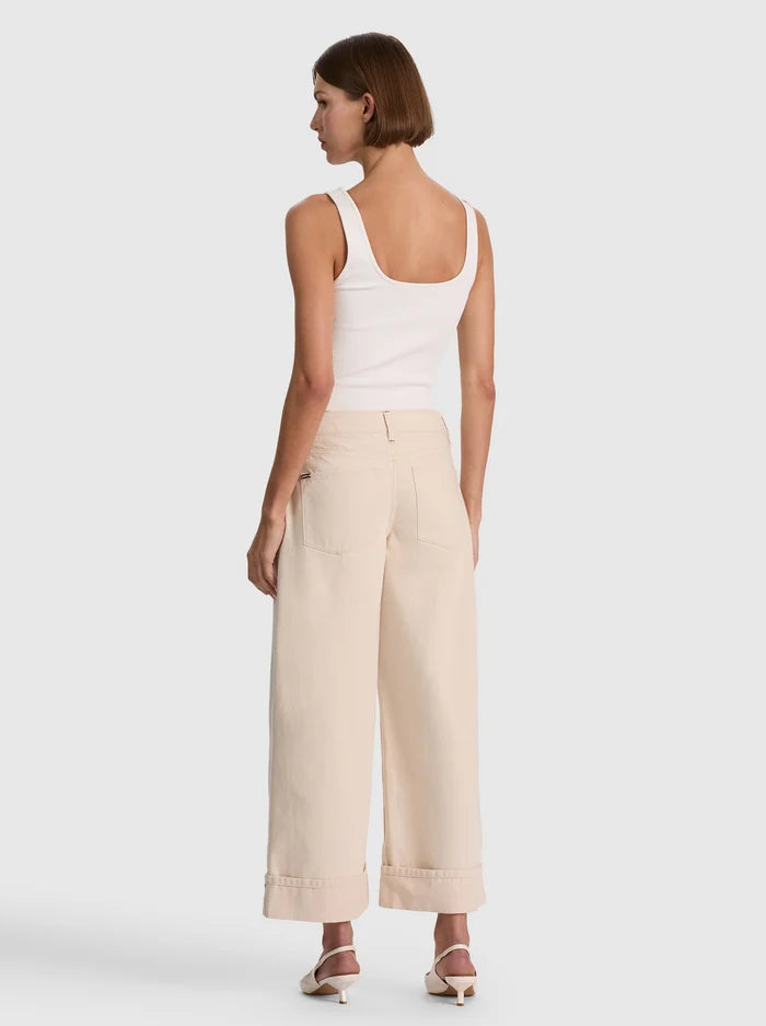CLAYTON LR ROLL CUFF RELAXED CROPPED JEAN-NATURAL-ALICE + OLIVIA
