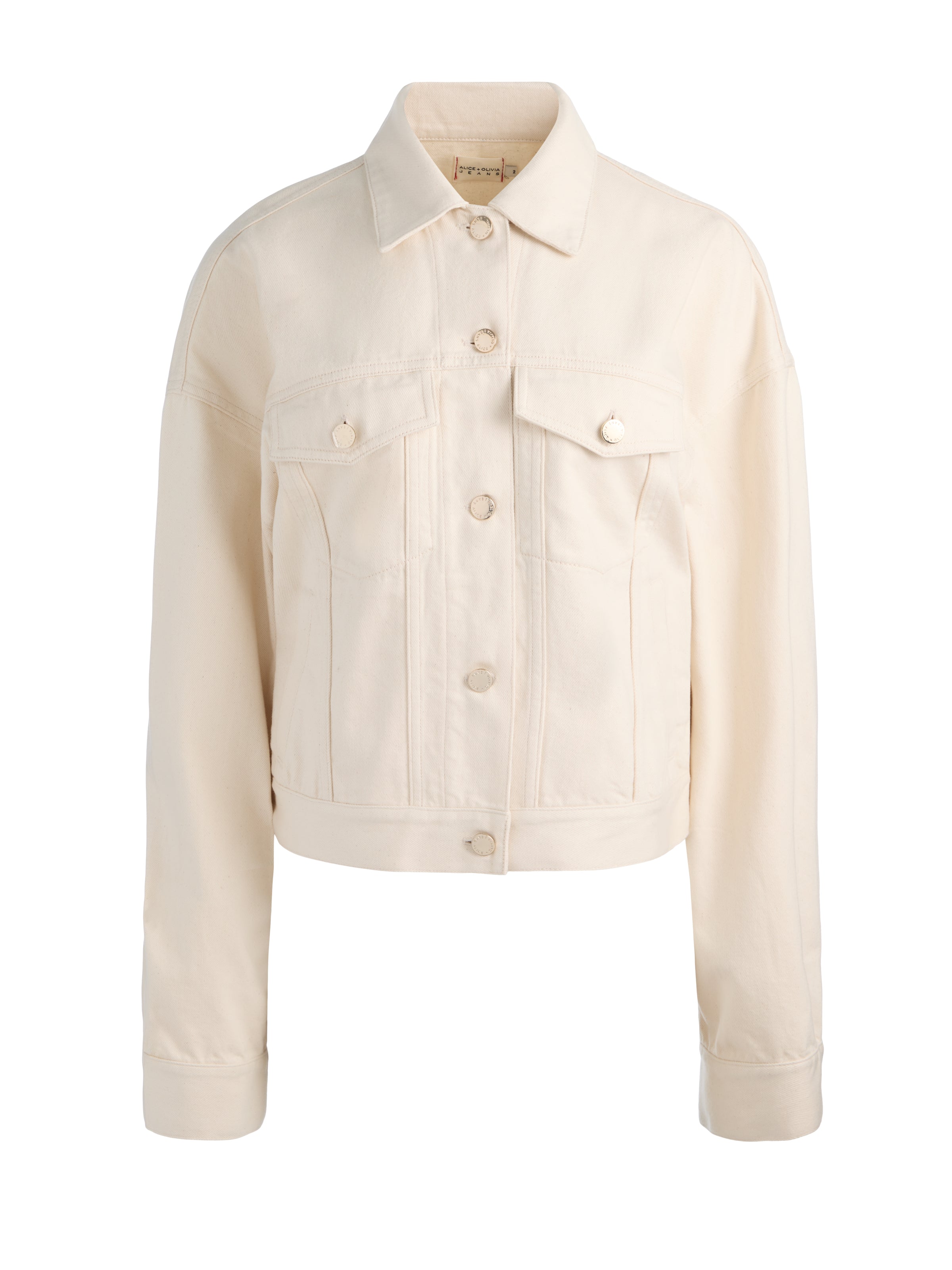 VESTE CAMIONNEUR SURTAILLEE EN JEAN JESSE-ALICE + OLIVIA